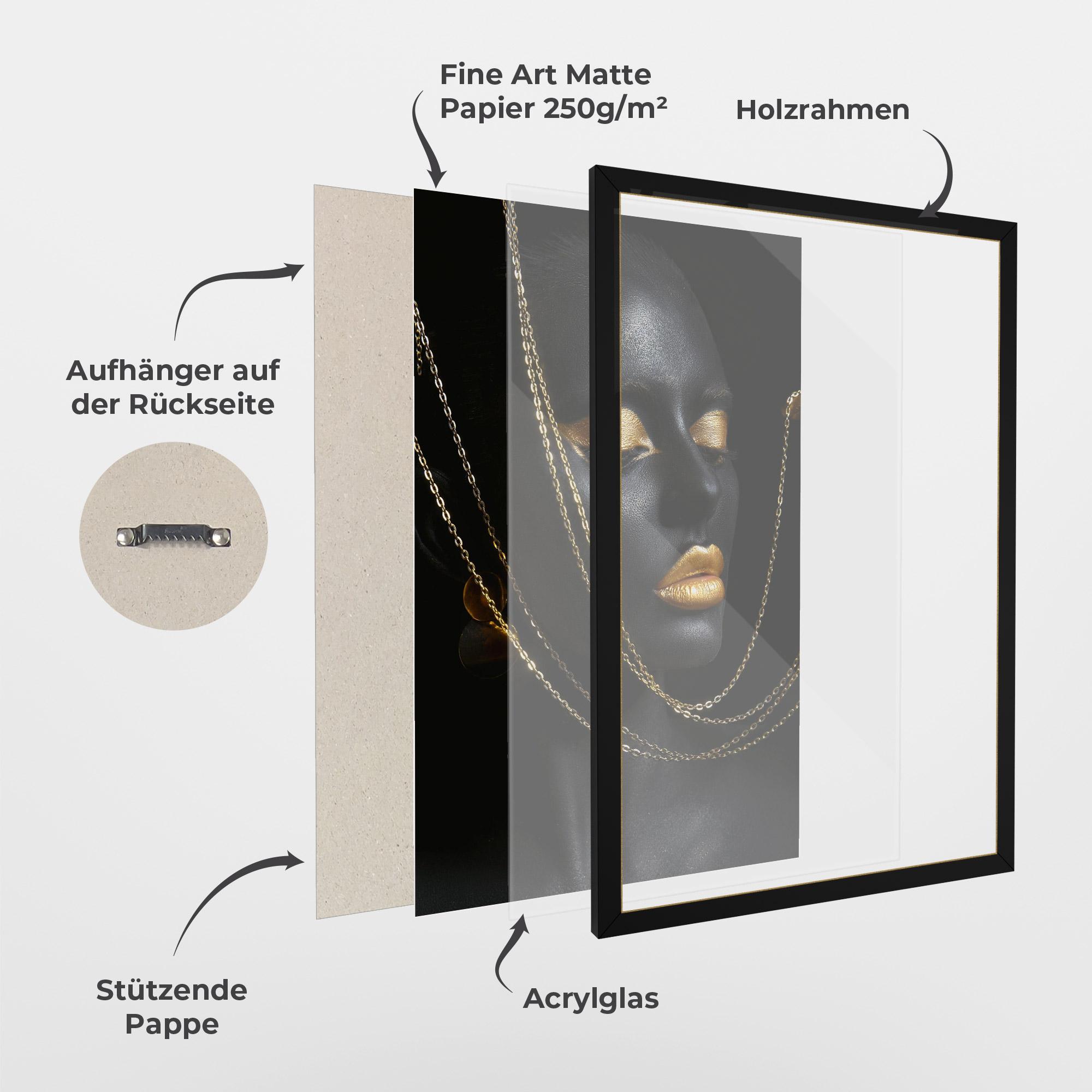 Gerahmte Poster Chain Gold Lips mockup 1
