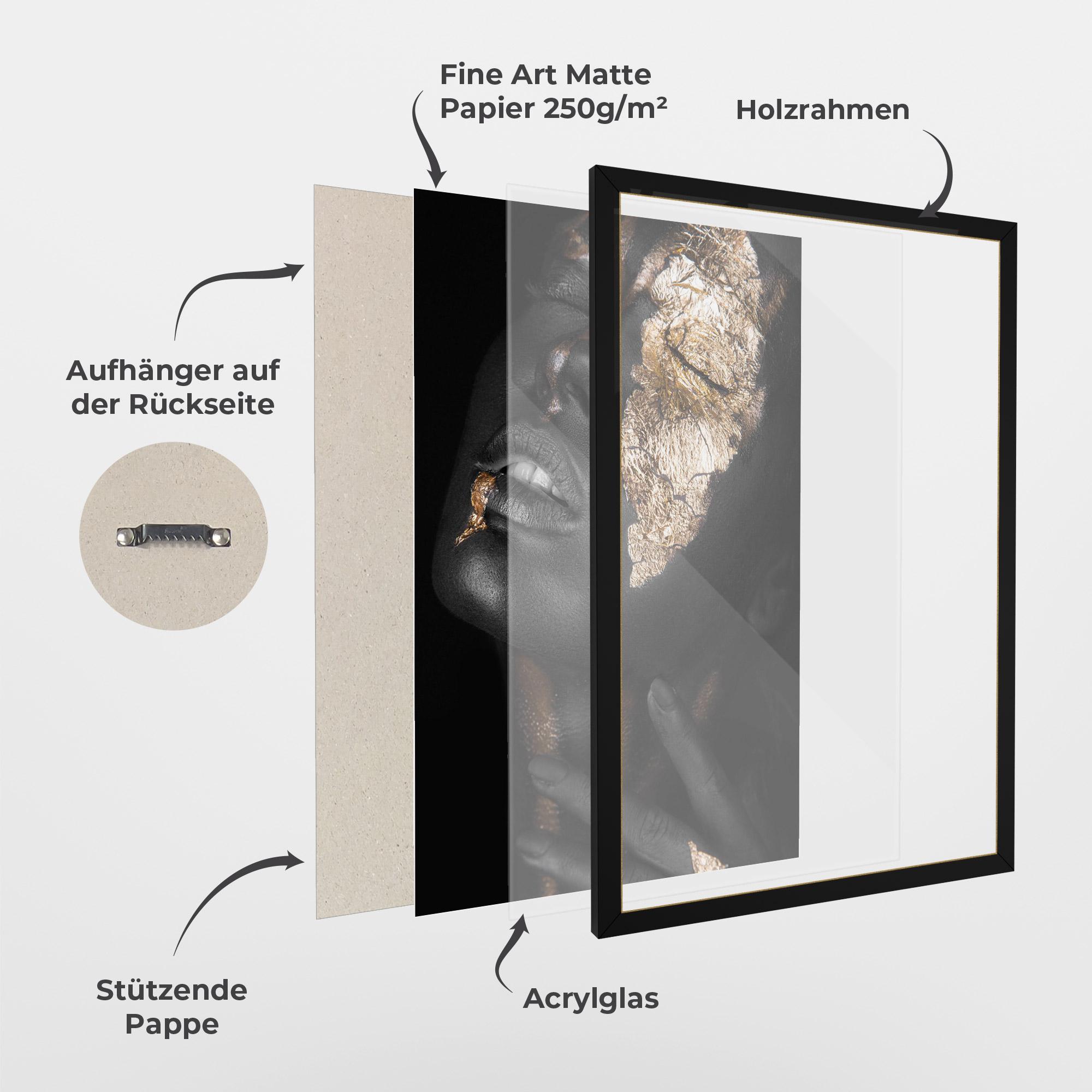 Gerahmte Poster Darkskinned Gold Art mockup 1