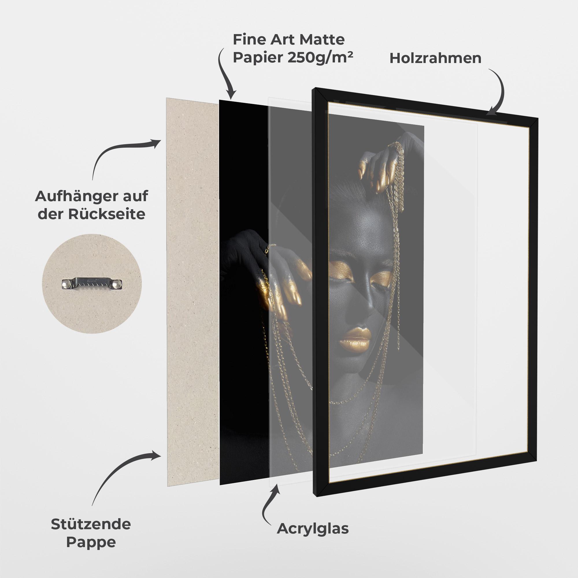 Gerahmte Poster Gold Black Skin mockup 1