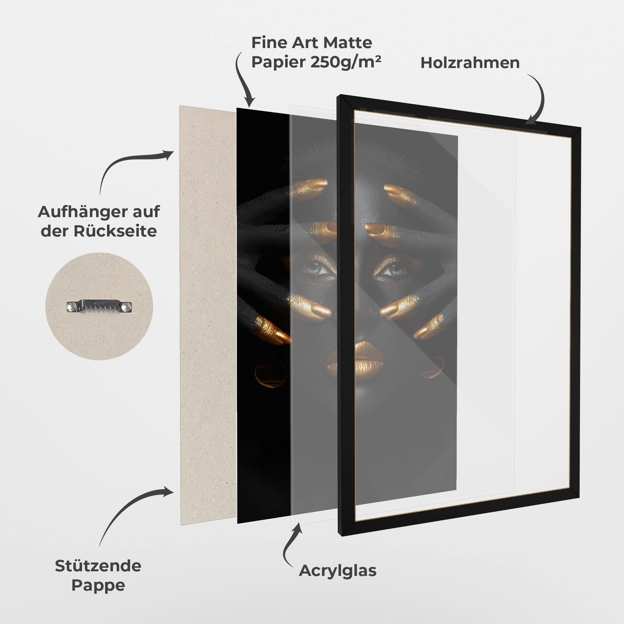 Gerahmte Poster Gold Fingertips Art mockup 1