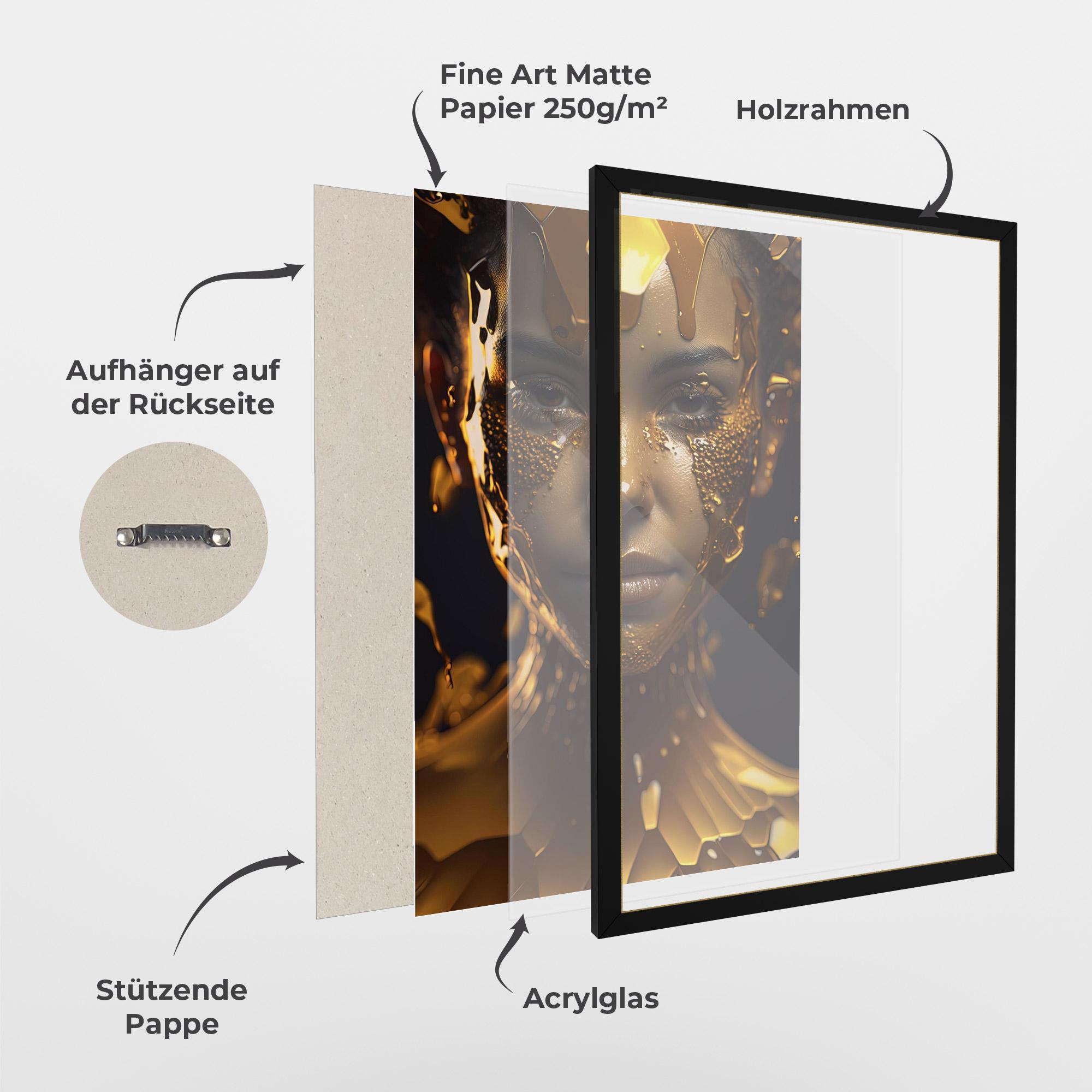 Gerahmte Poster Gold Honeycomb Girl mockup 1