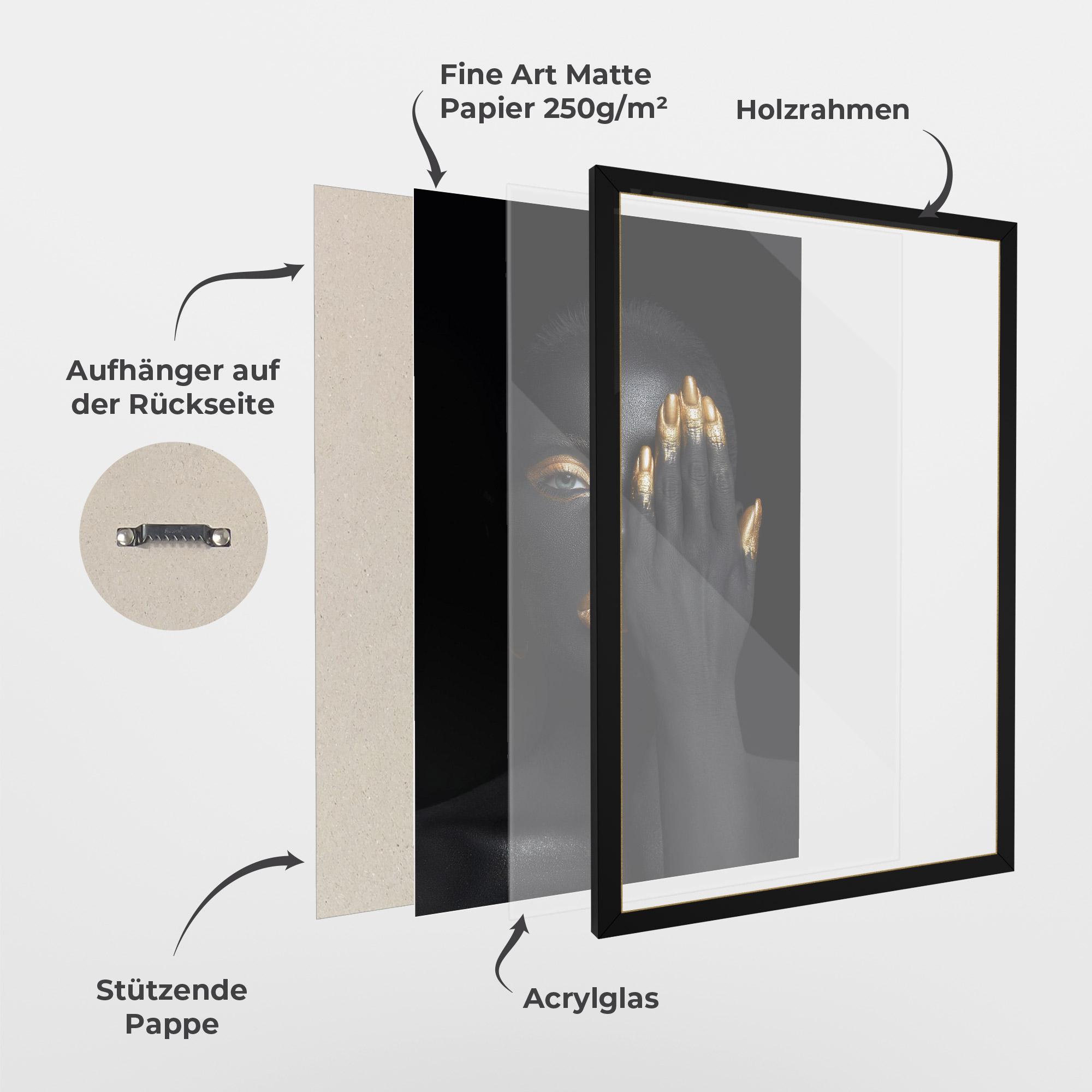 Gerahmte Poster Gold Makeup Chain mockup 1