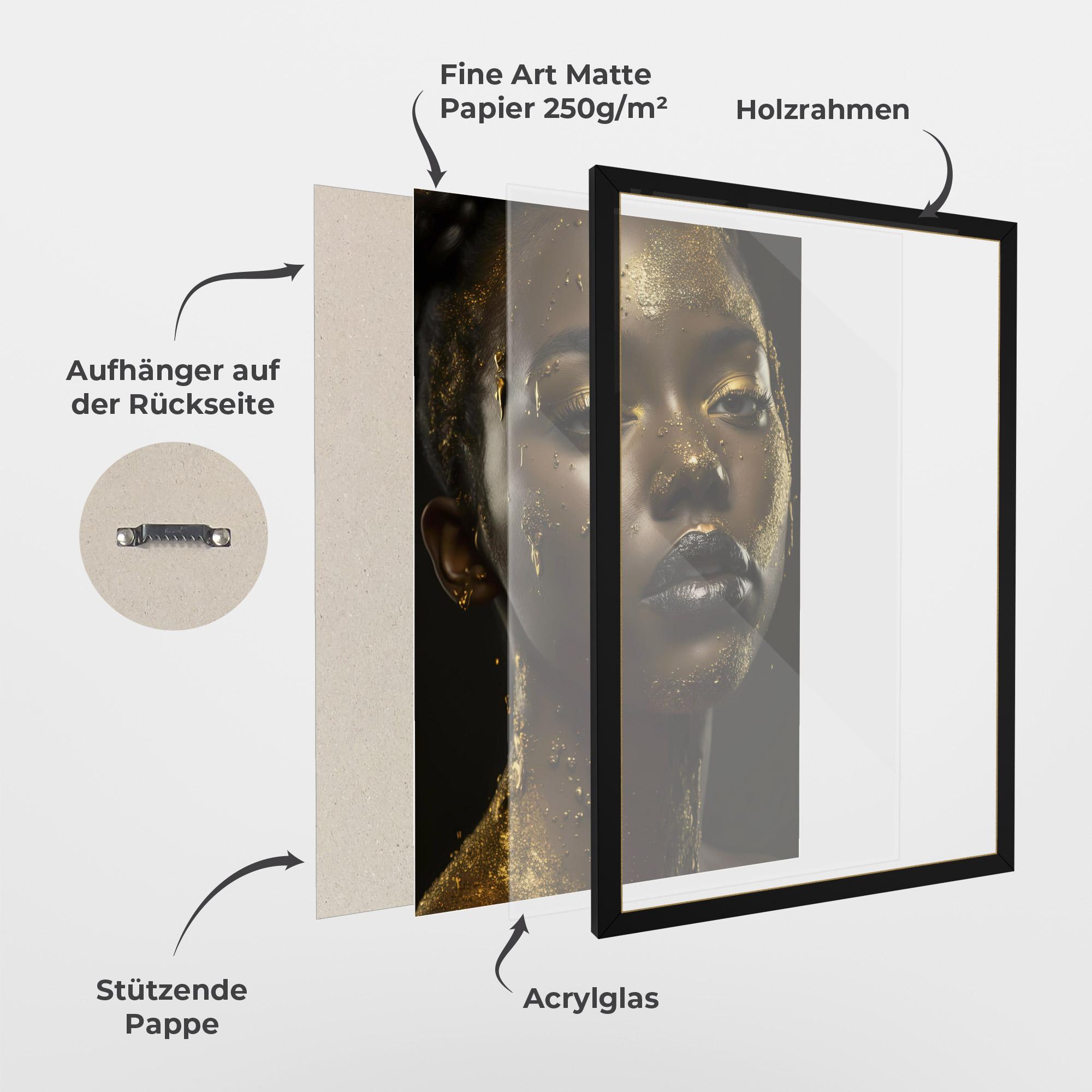 Gerahmte Poster Gold Sparkling Woman mockup 1