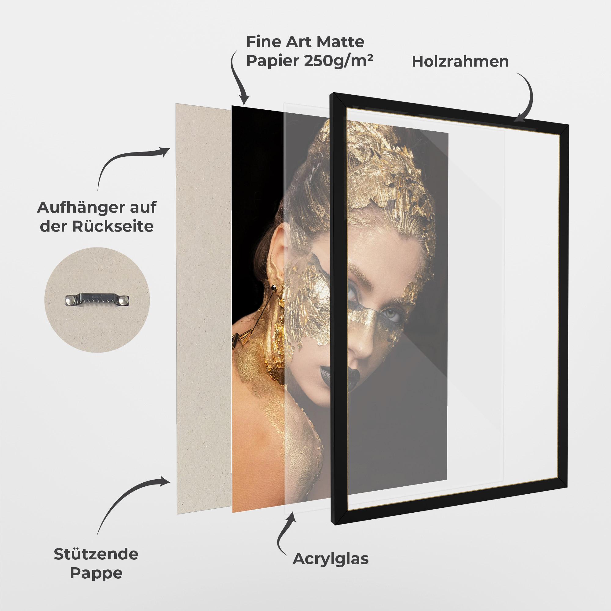 Gerahmte Poster Golden Foil Face mockup 1