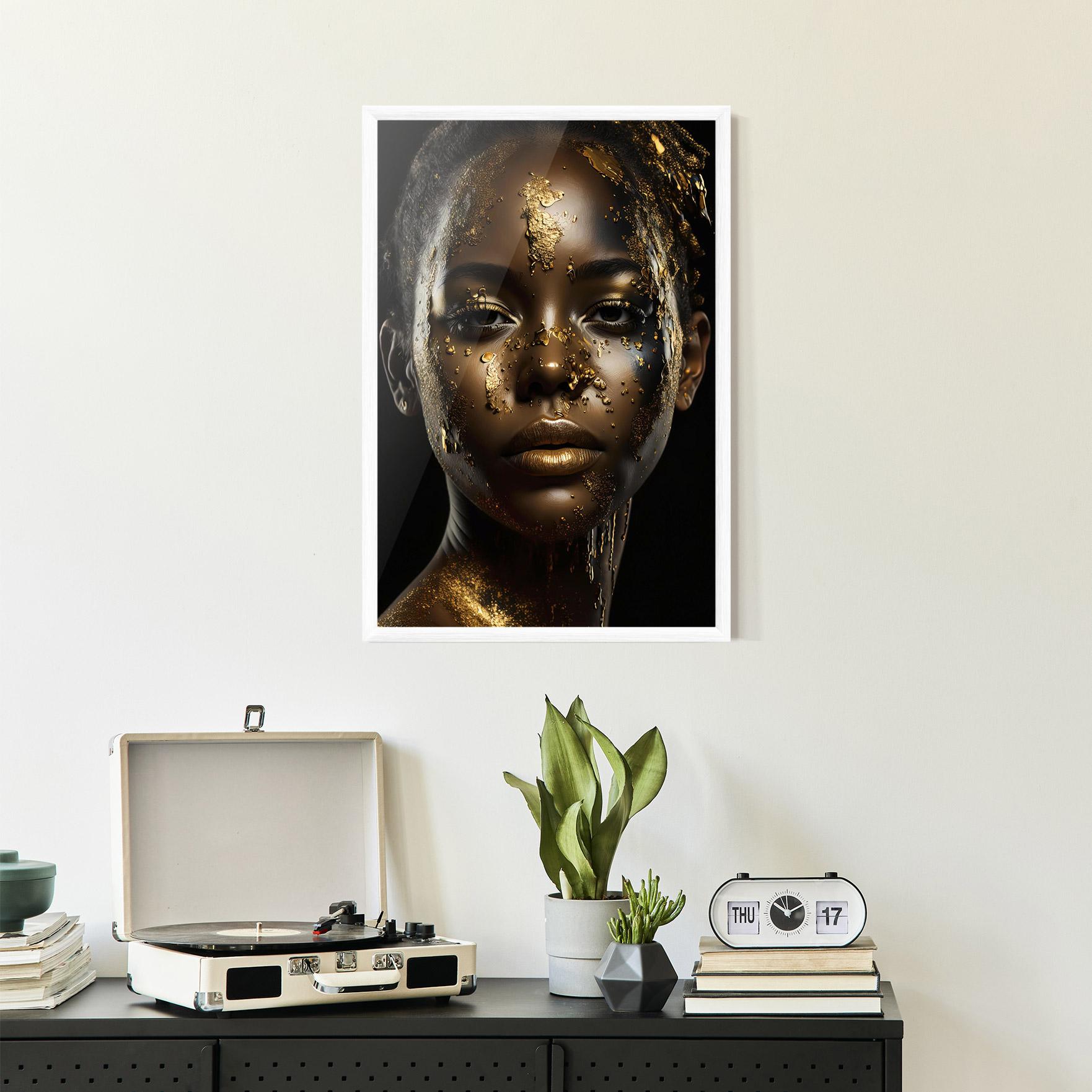 Gerahmte Poster Attractive Gold Woman mockup 2