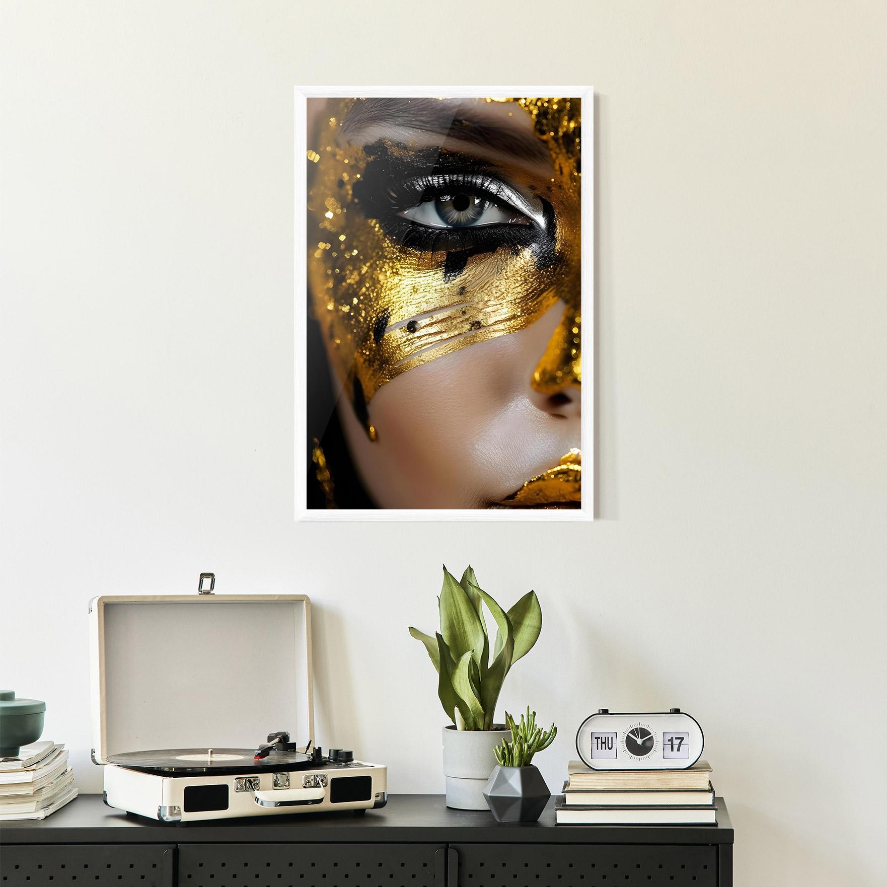 Gerahmte Poster Black Gold Eyeliner mockup 2