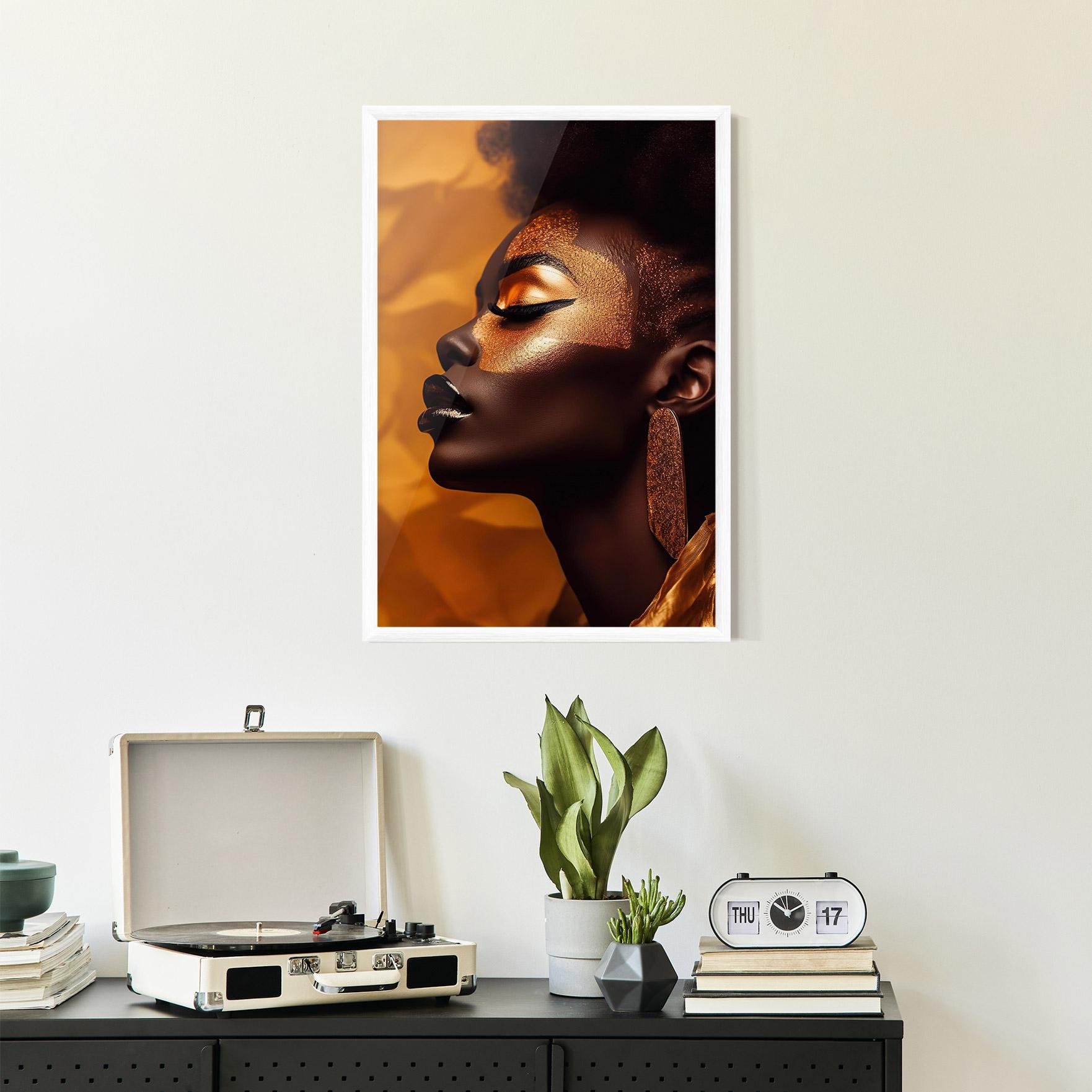 Gerahmte Poster Fashion Gold Portrait mockup 2