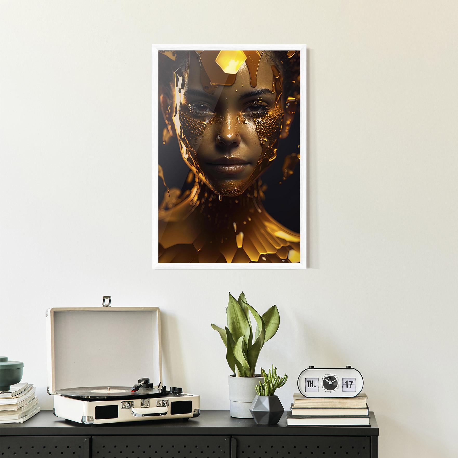 Gerahmte Poster Gold Honeycomb Girl mockup 2