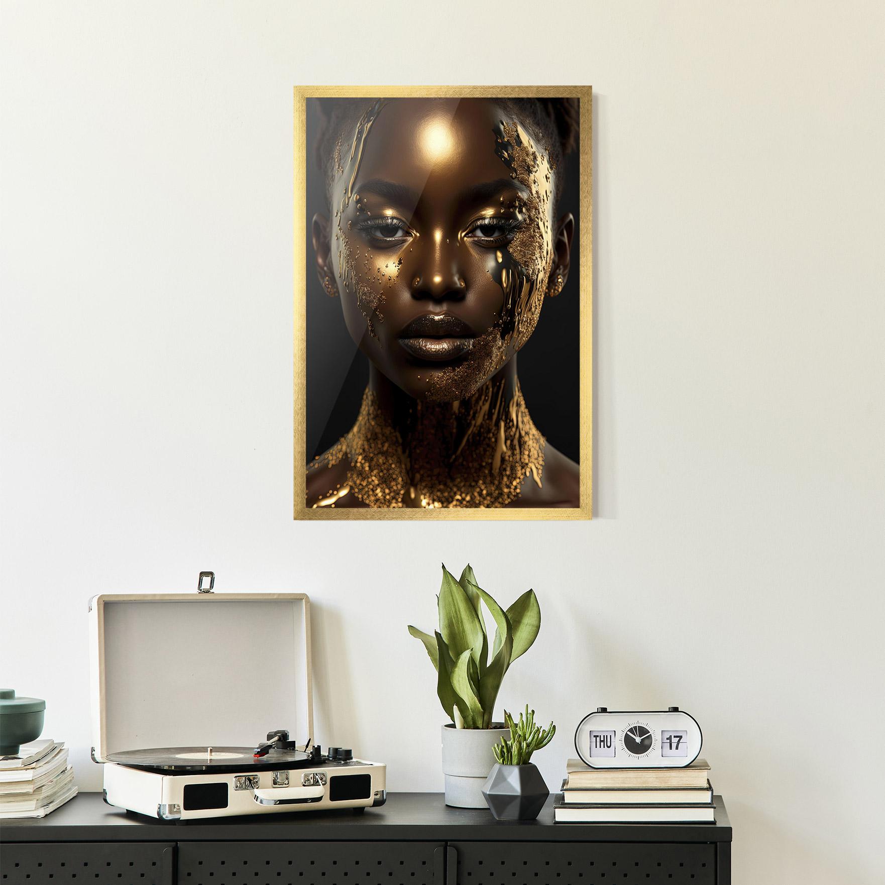 Gerahmte Poster Dripping Gold Woman mockup 2