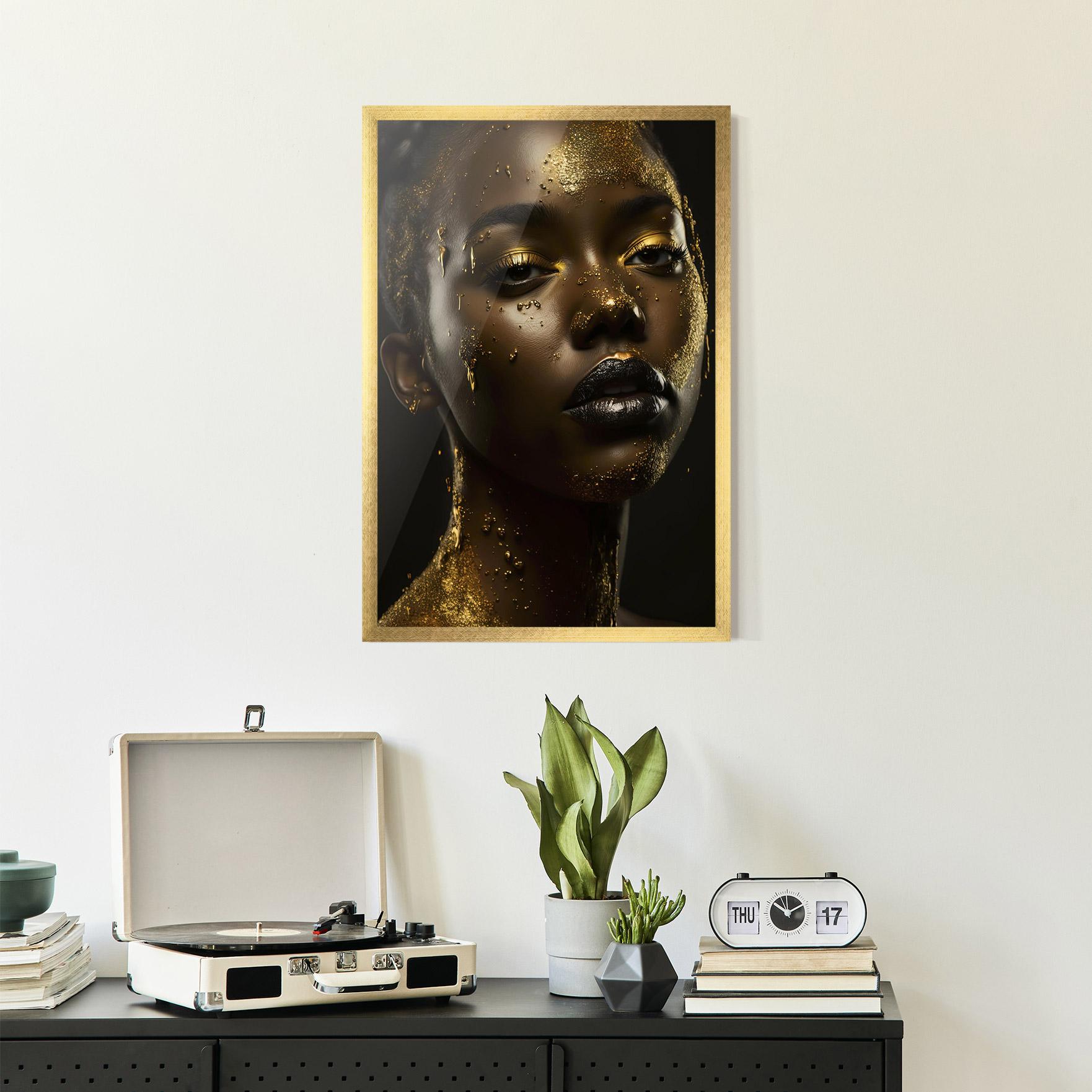 Gerahmte Poster Gold Sparkling Woman mockup 2