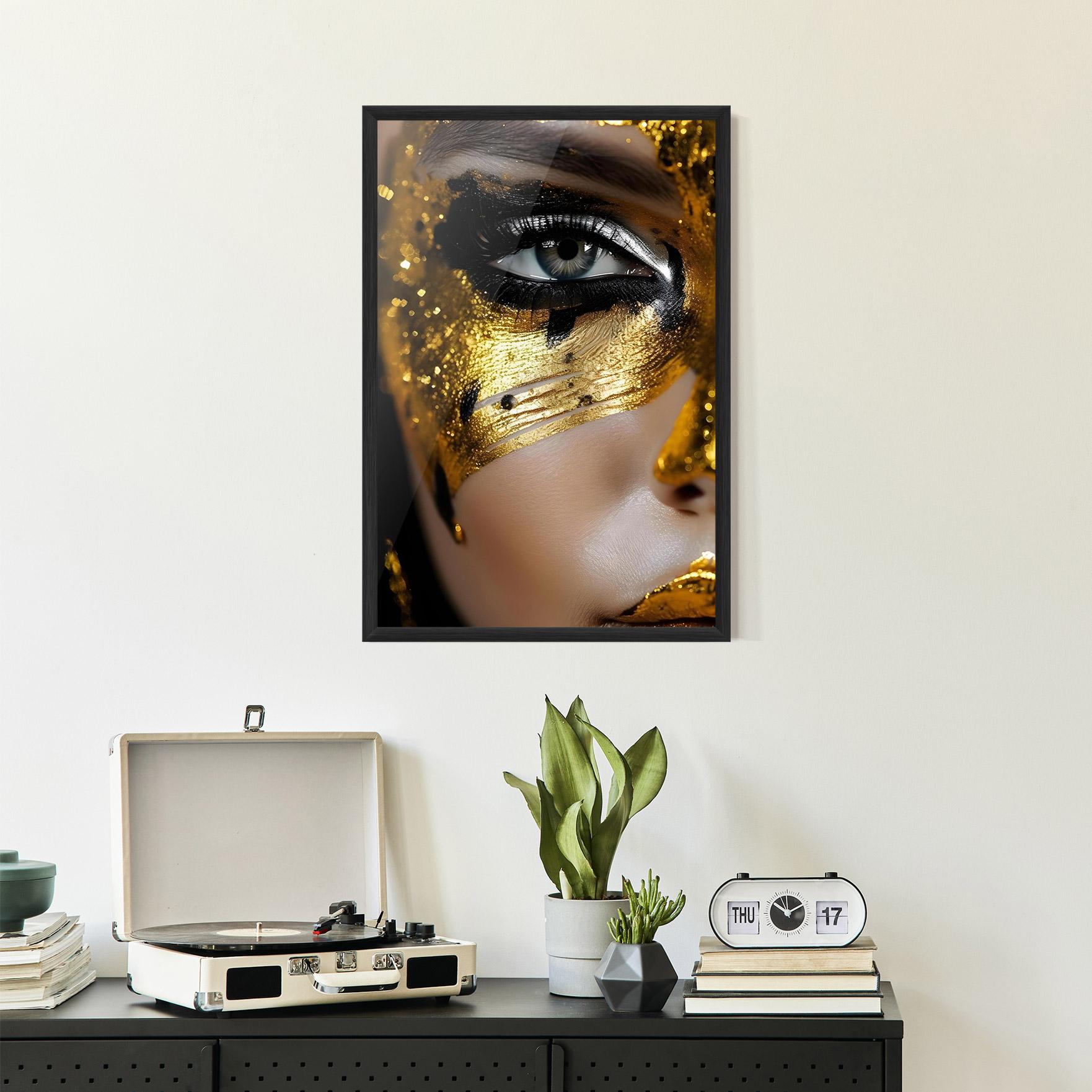 Gerahmte Poster Black Gold Eyeliner mockup 2