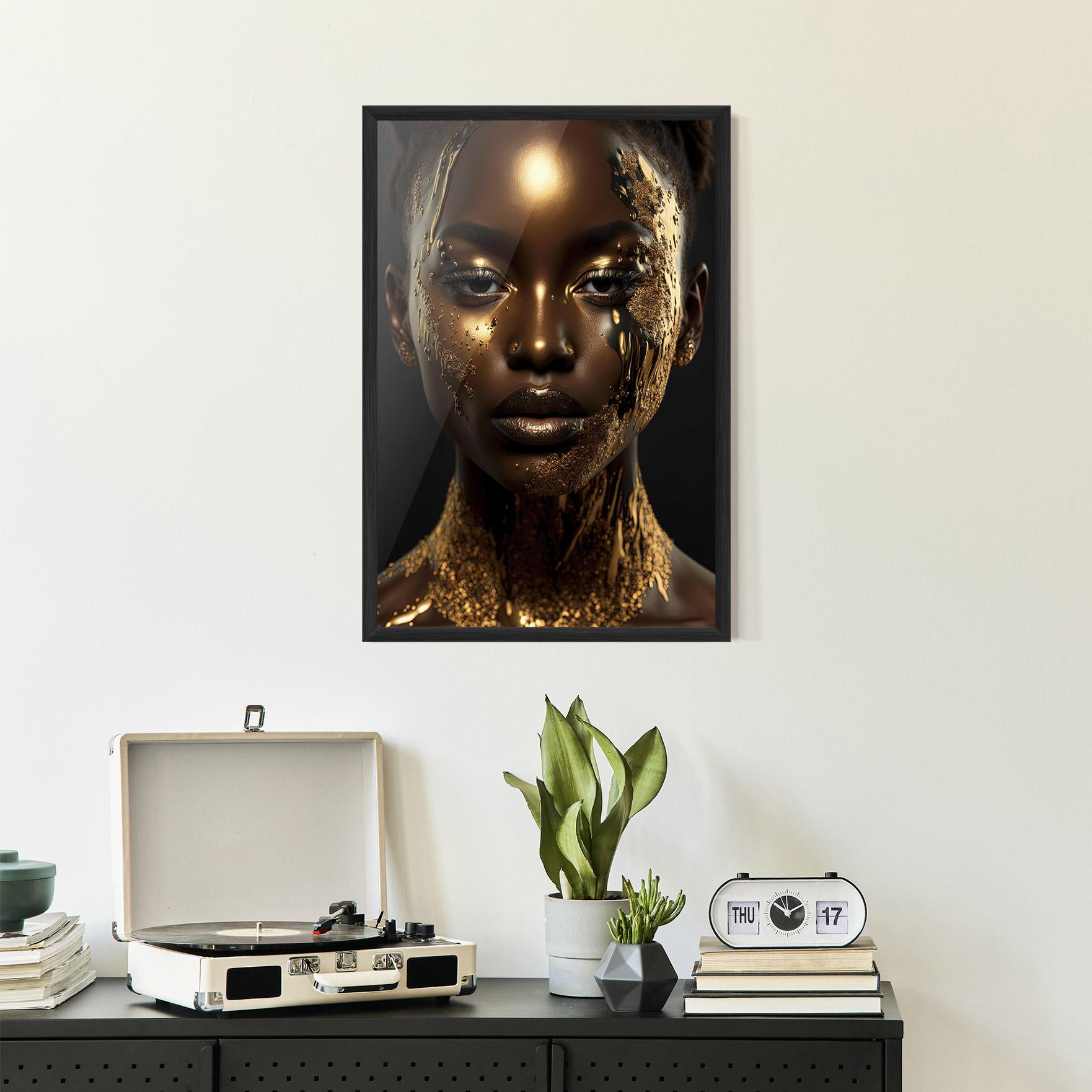 Gerahmte Poster Dripping Gold Woman mockup 2