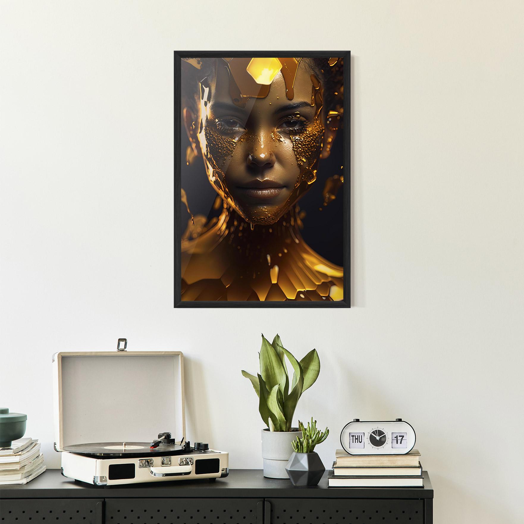 Gerahmte Poster Gold Honeycomb Girl mockup 2