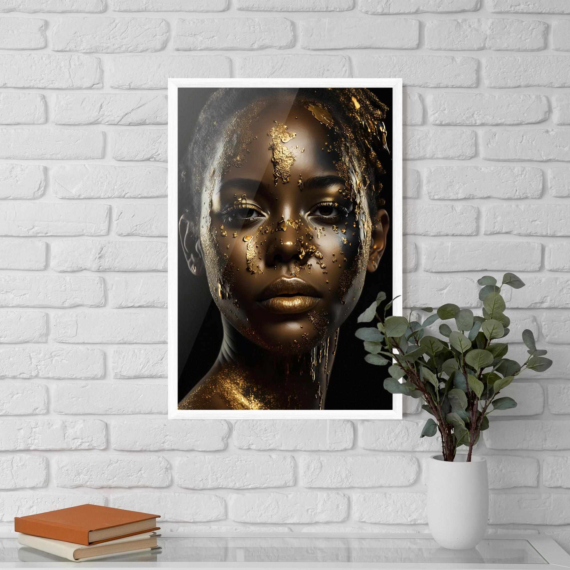 Gerahmte Poster Attractive Gold Woman mockup 5