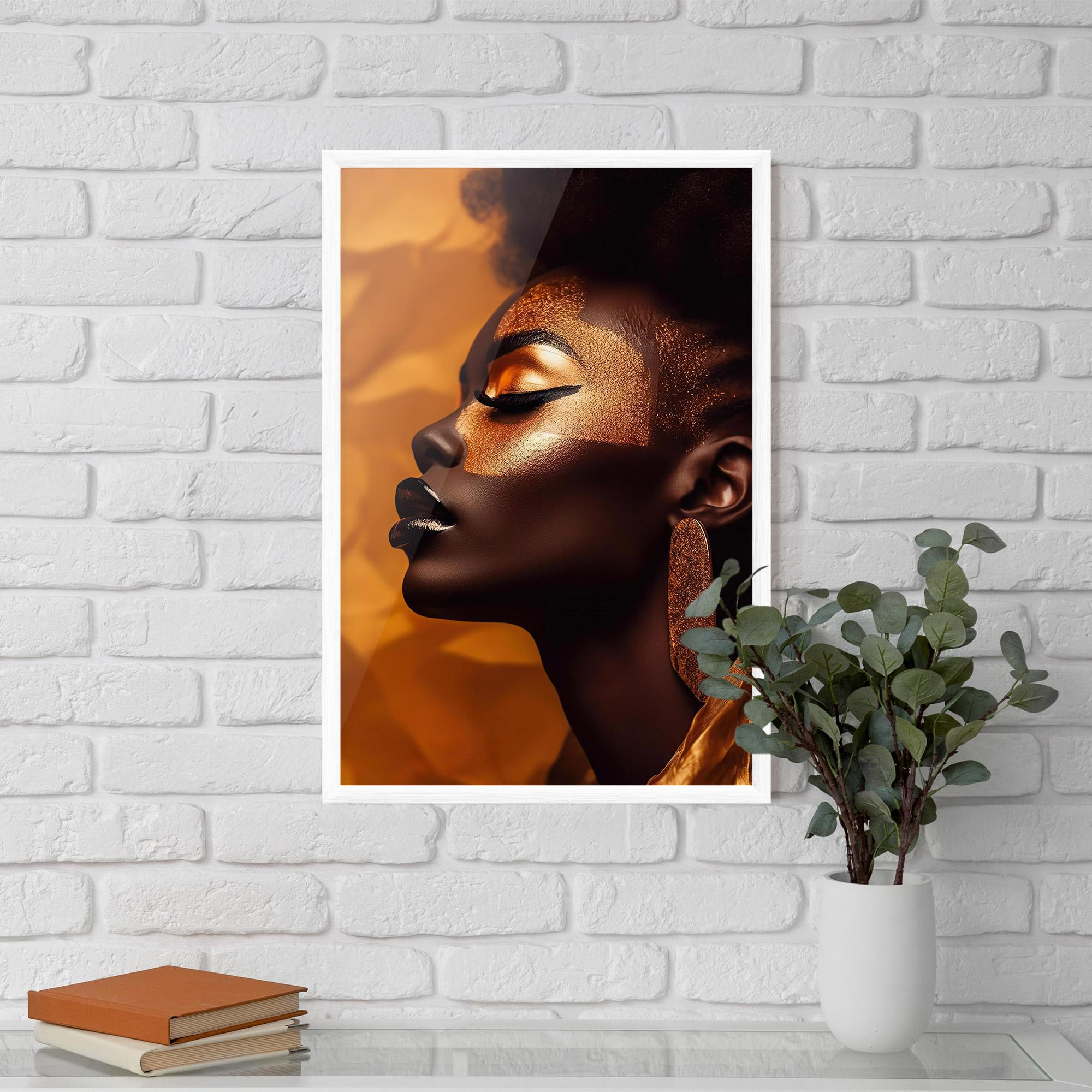 Gerahmte Poster Fashion Gold Portrait mockup 5
