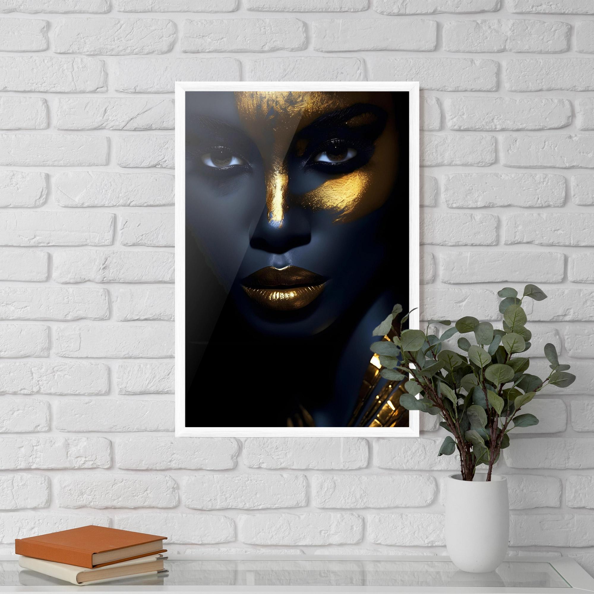 Gerahmte Poster Gold Blue Face mockup 5