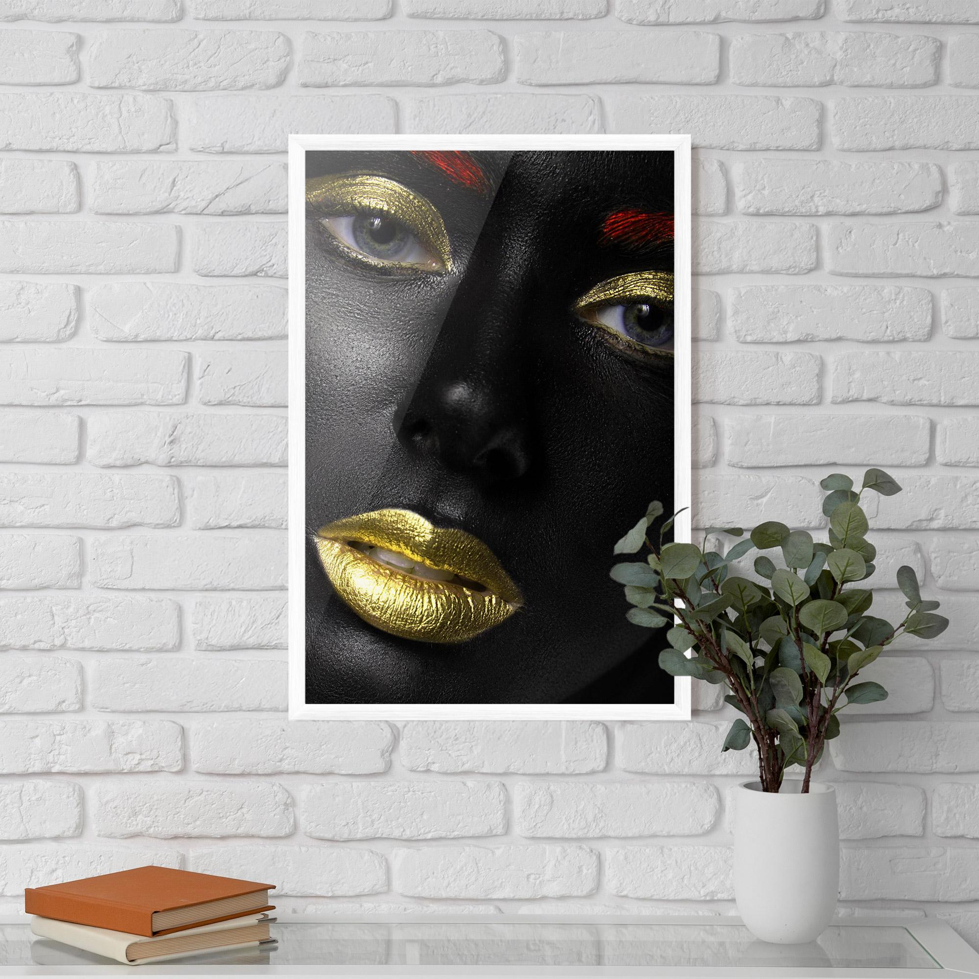 Gerahmte Poster Gold Red Lips mockup 5