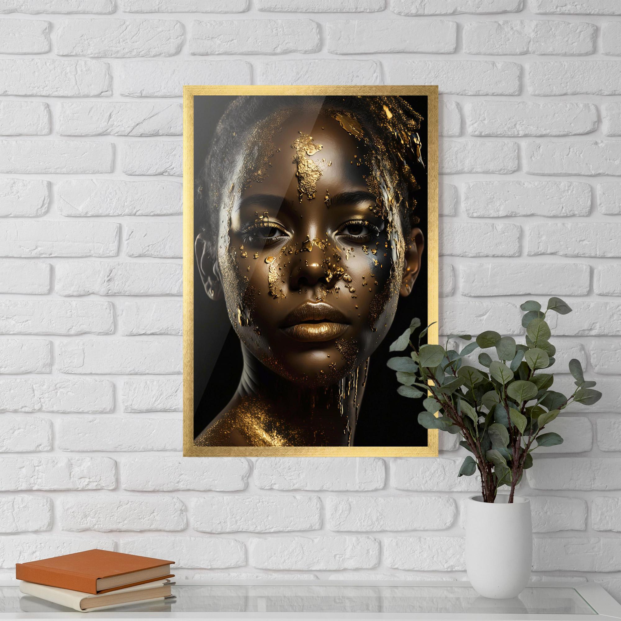 Gerahmte Poster Attractive Gold Woman mockup 5