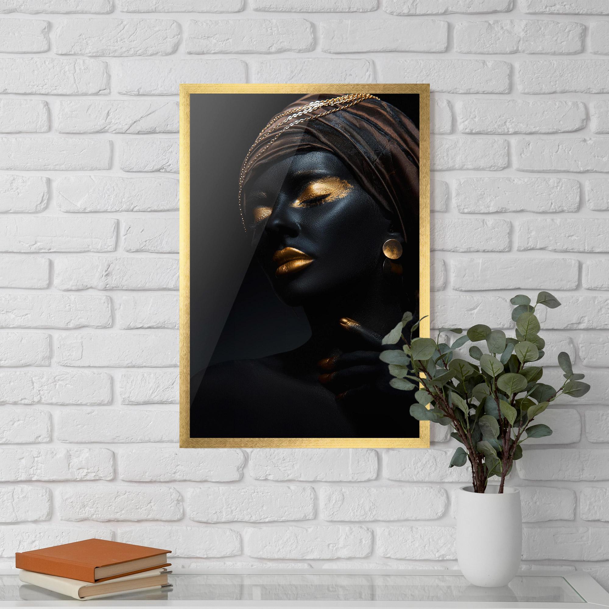 Gerahmte Poster Black Gold Skin mockup 5