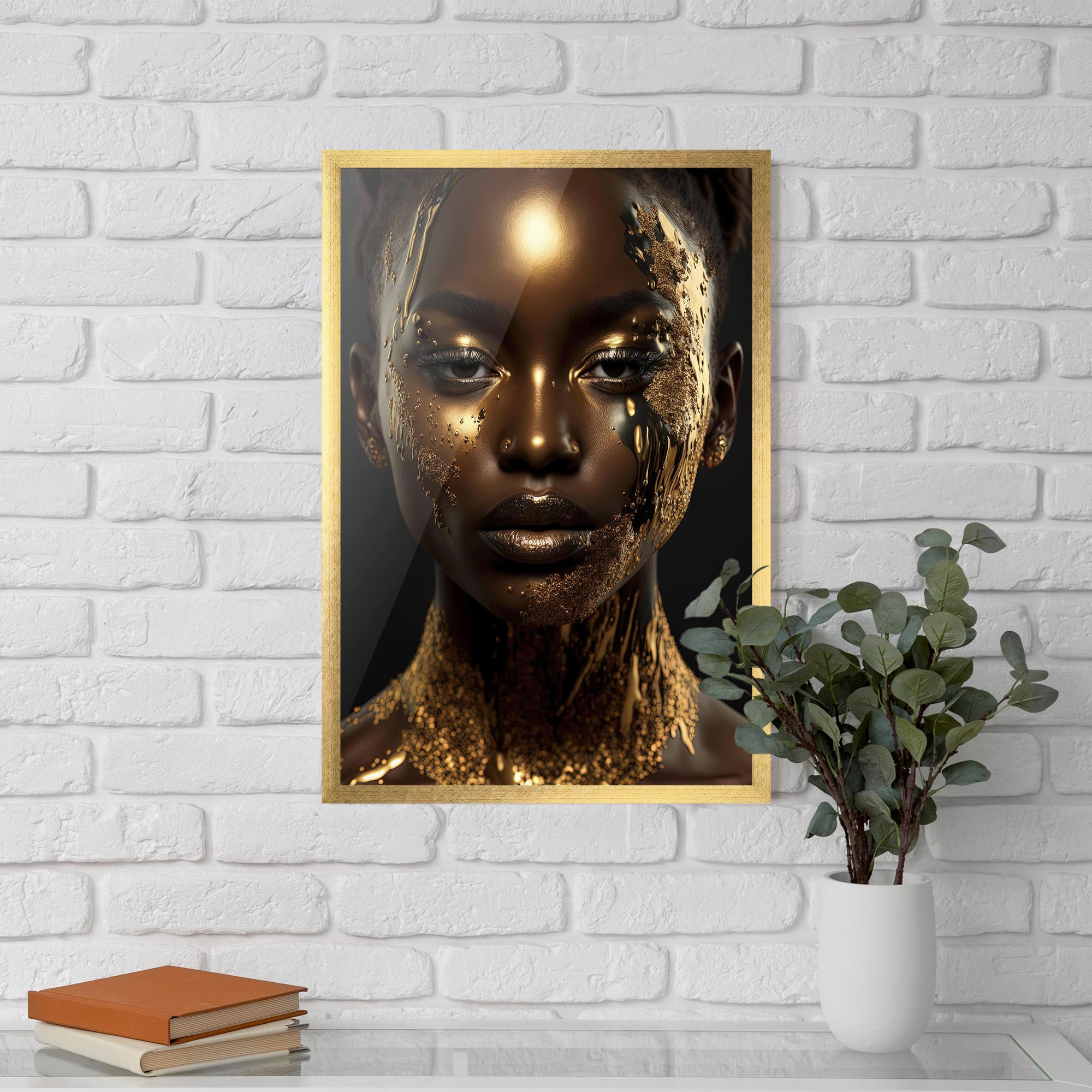 Gerahmte Poster Dripping Gold Woman mockup 5