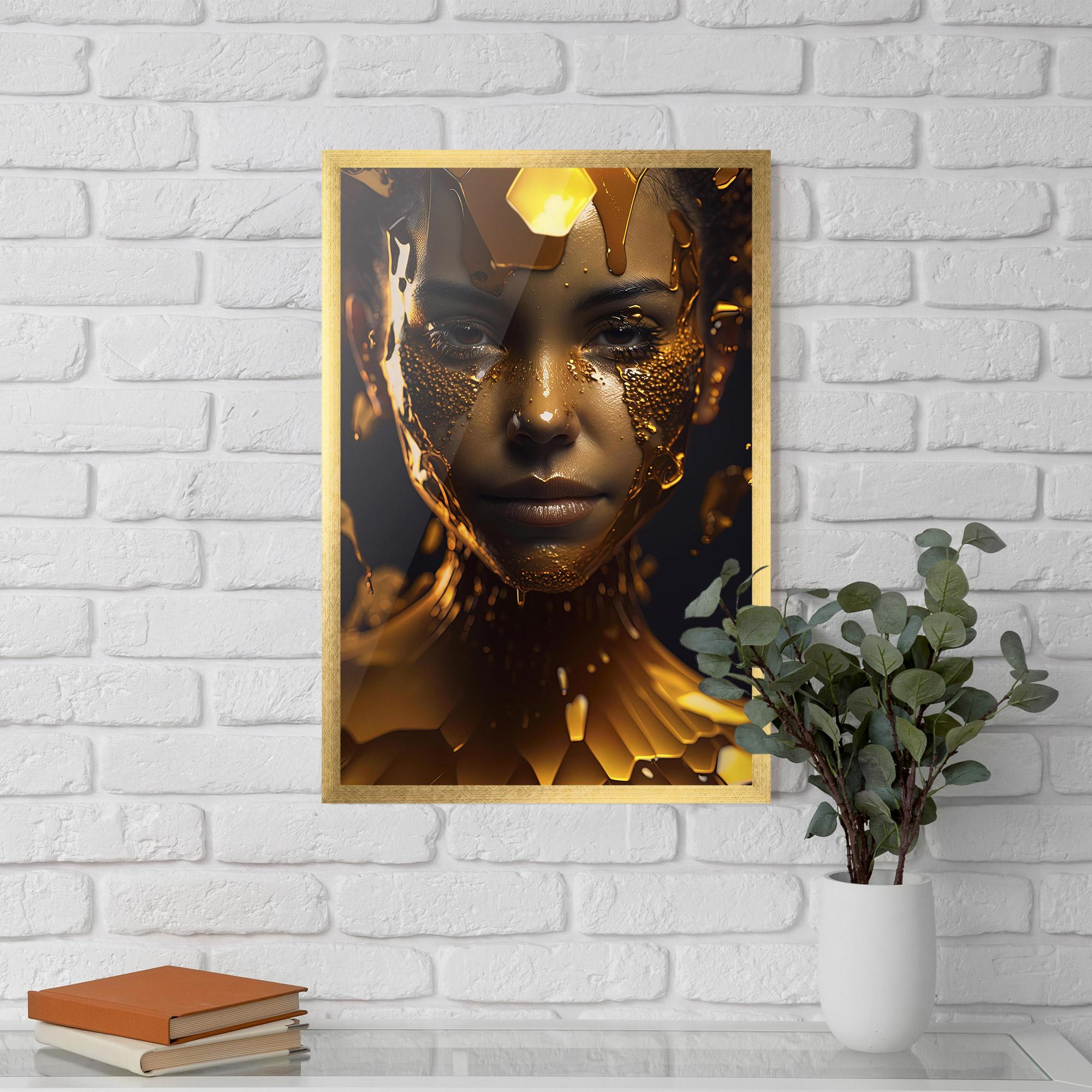 Gerahmte Poster Gold Honeycomb Girl mockup 5