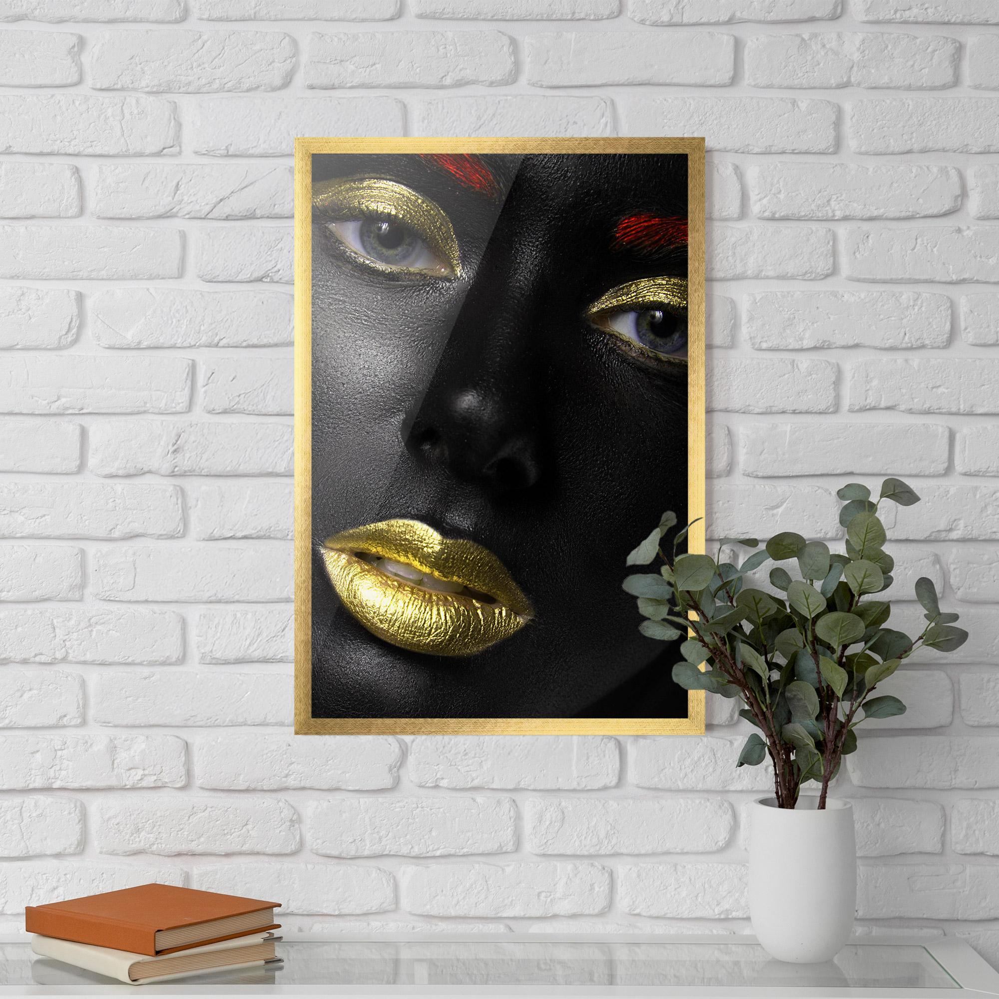 Gerahmte Poster Gold Red Lips mockup 5