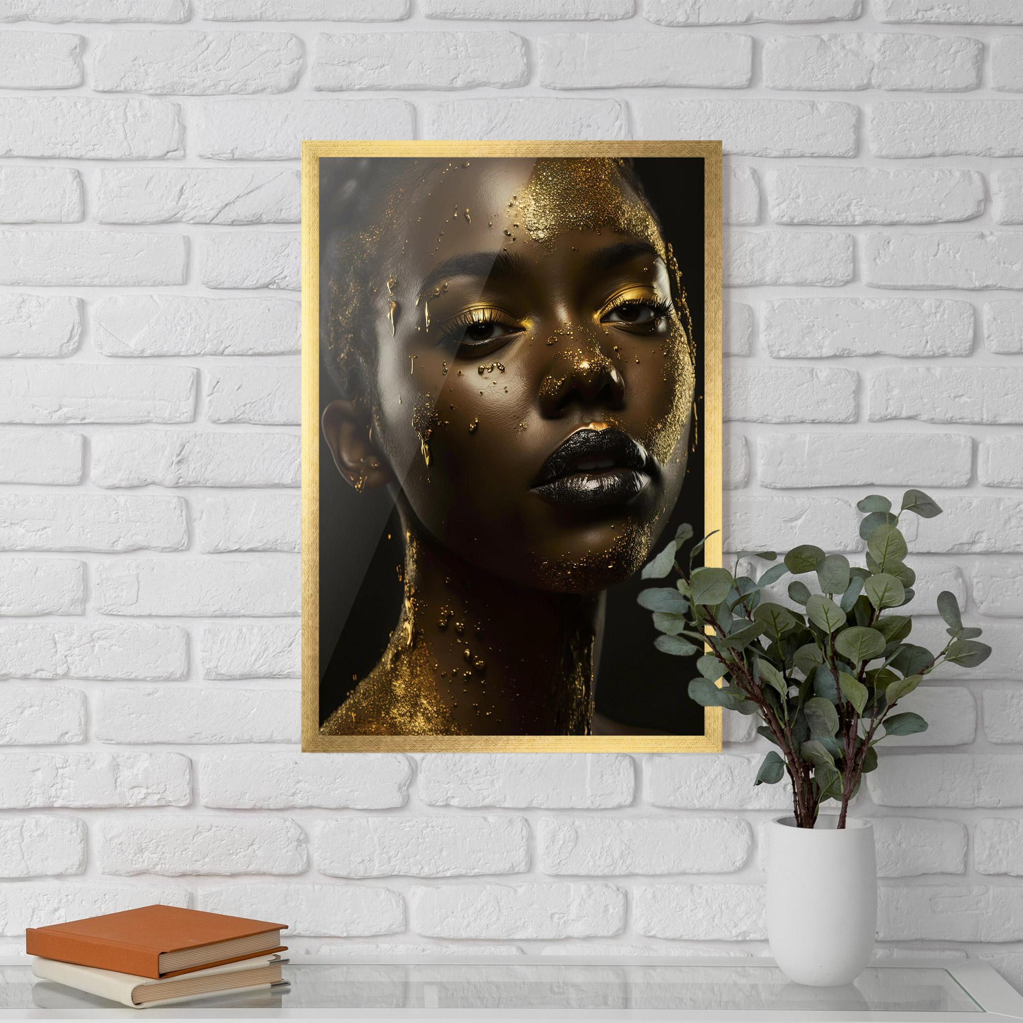 Gerahmte Poster Gold Sparkling Woman mockup 5