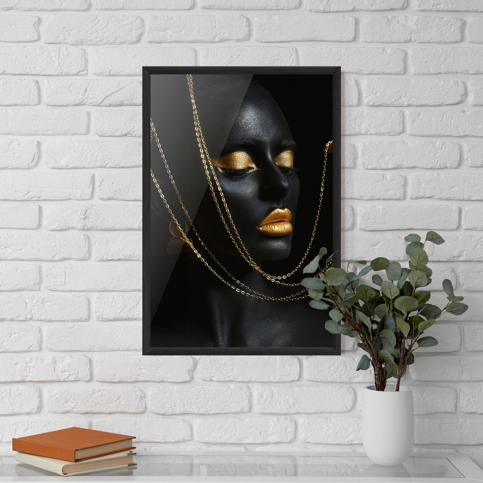 Gerahmte Poster Chain Gold Lips mockup 5