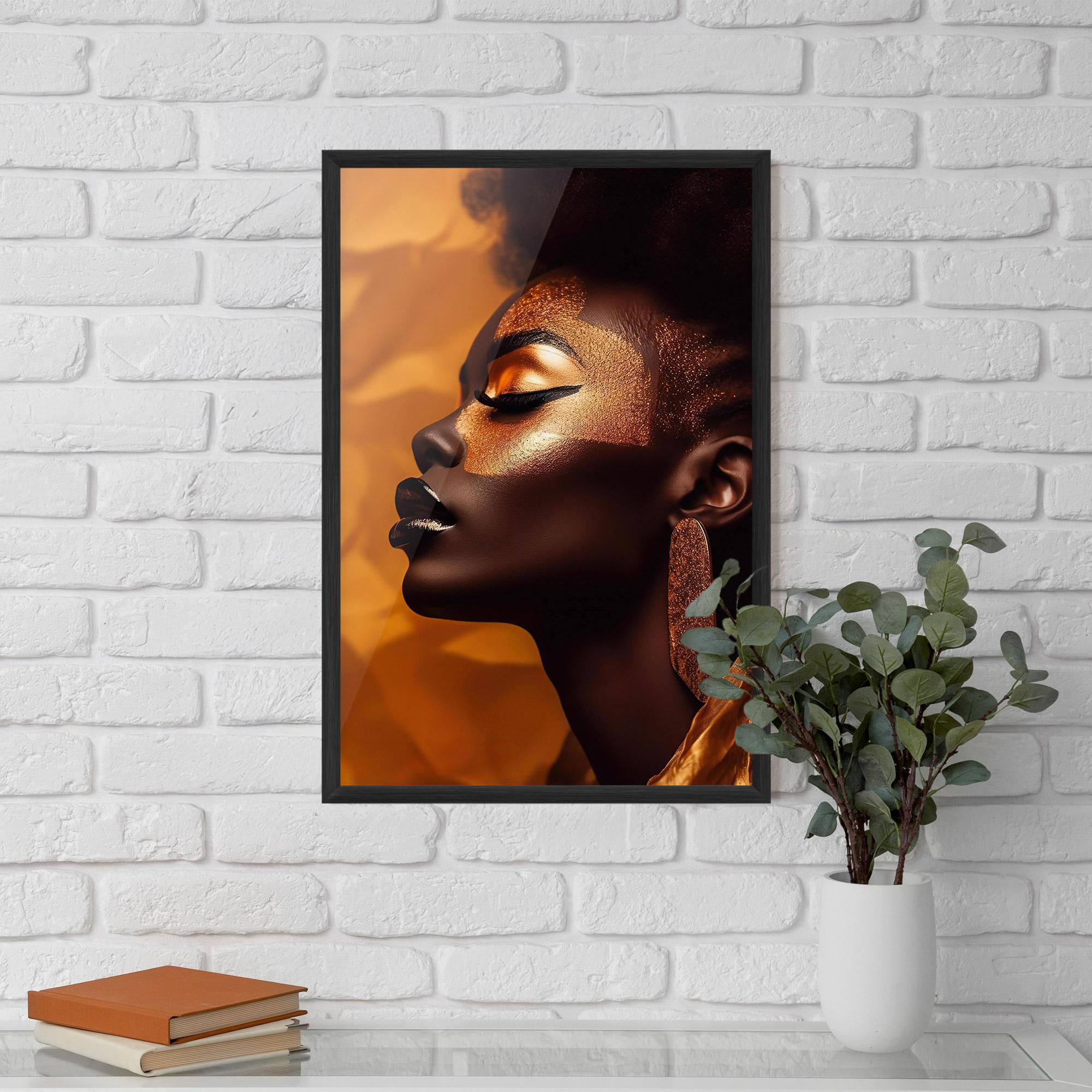 Gerahmte Poster Fashion Gold Portrait mockup 5