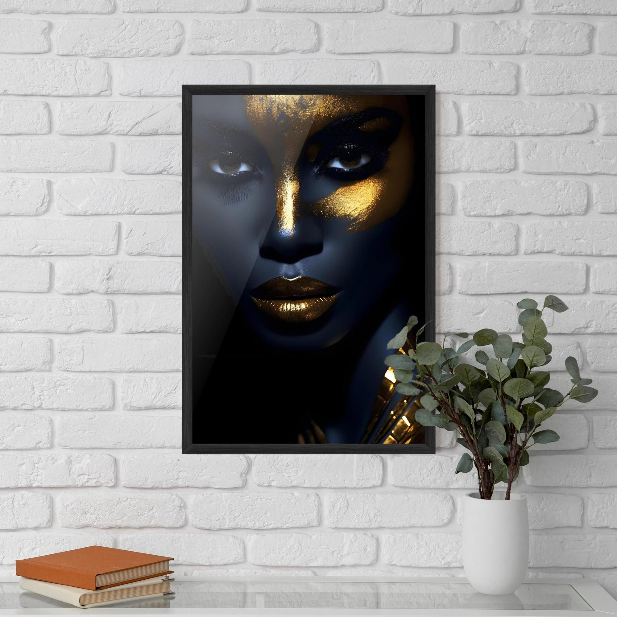 Gerahmte Poster Gold Blue Face mockup 5