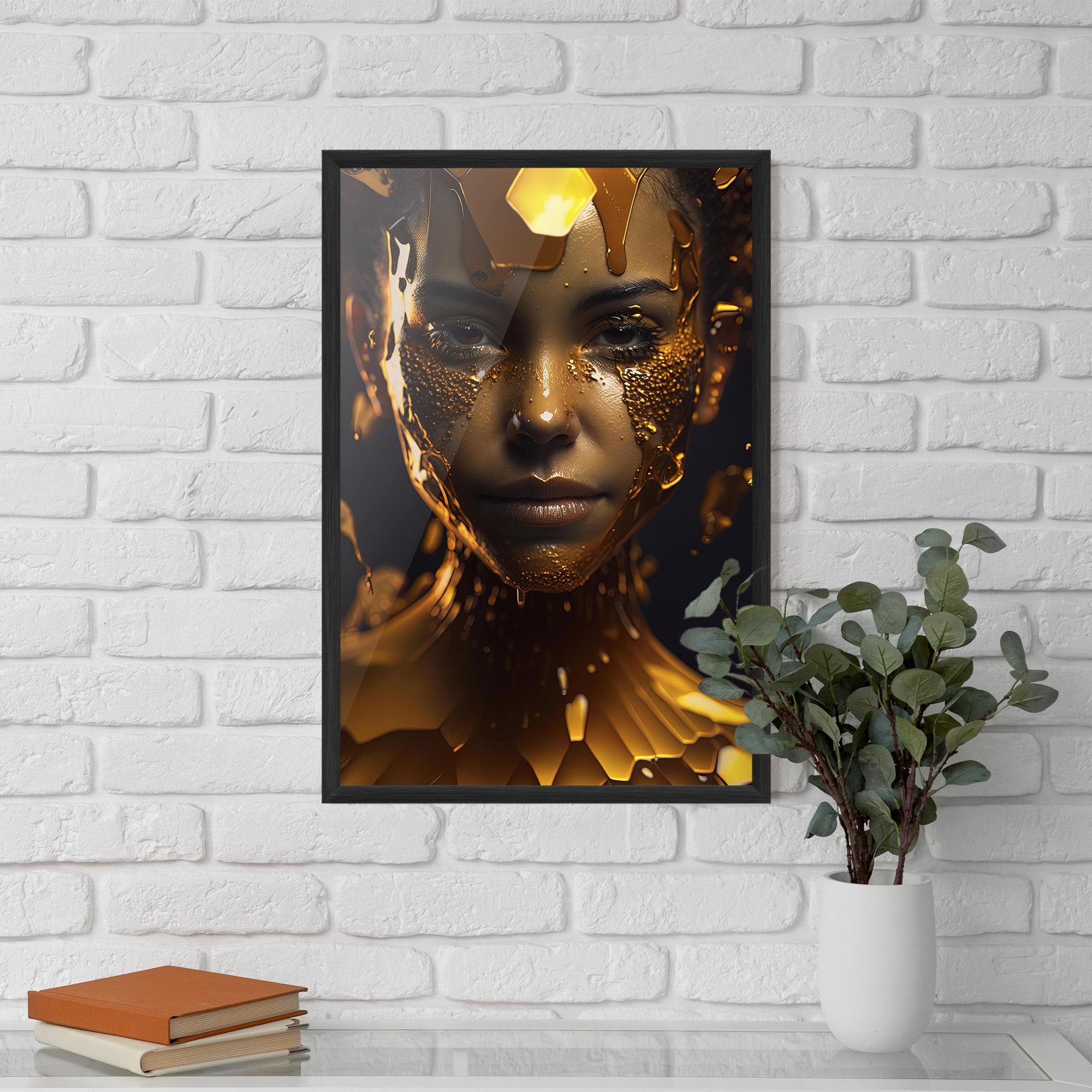 Gerahmte Poster Gold Honeycomb Girl mockup 5