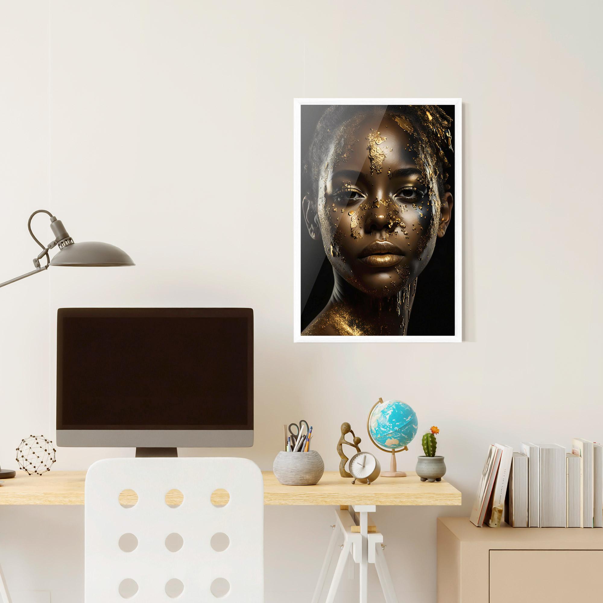 Gerahmte Poster Attractive Gold Woman mockup 6