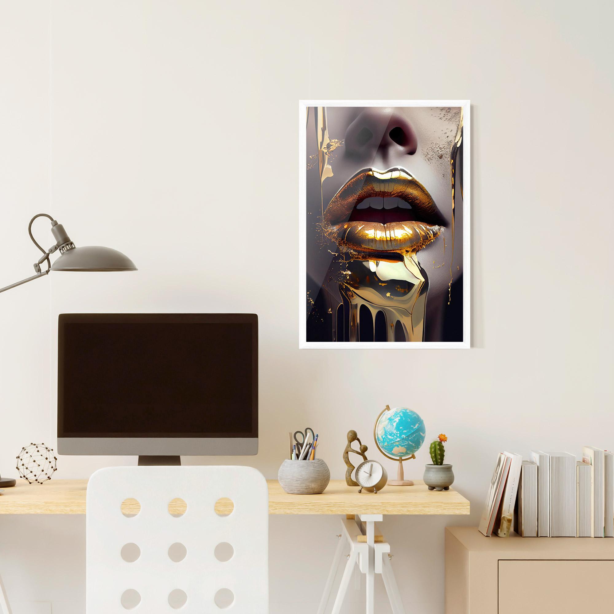 Gerahmte Poster Glamorous Gold Lips mockup 6