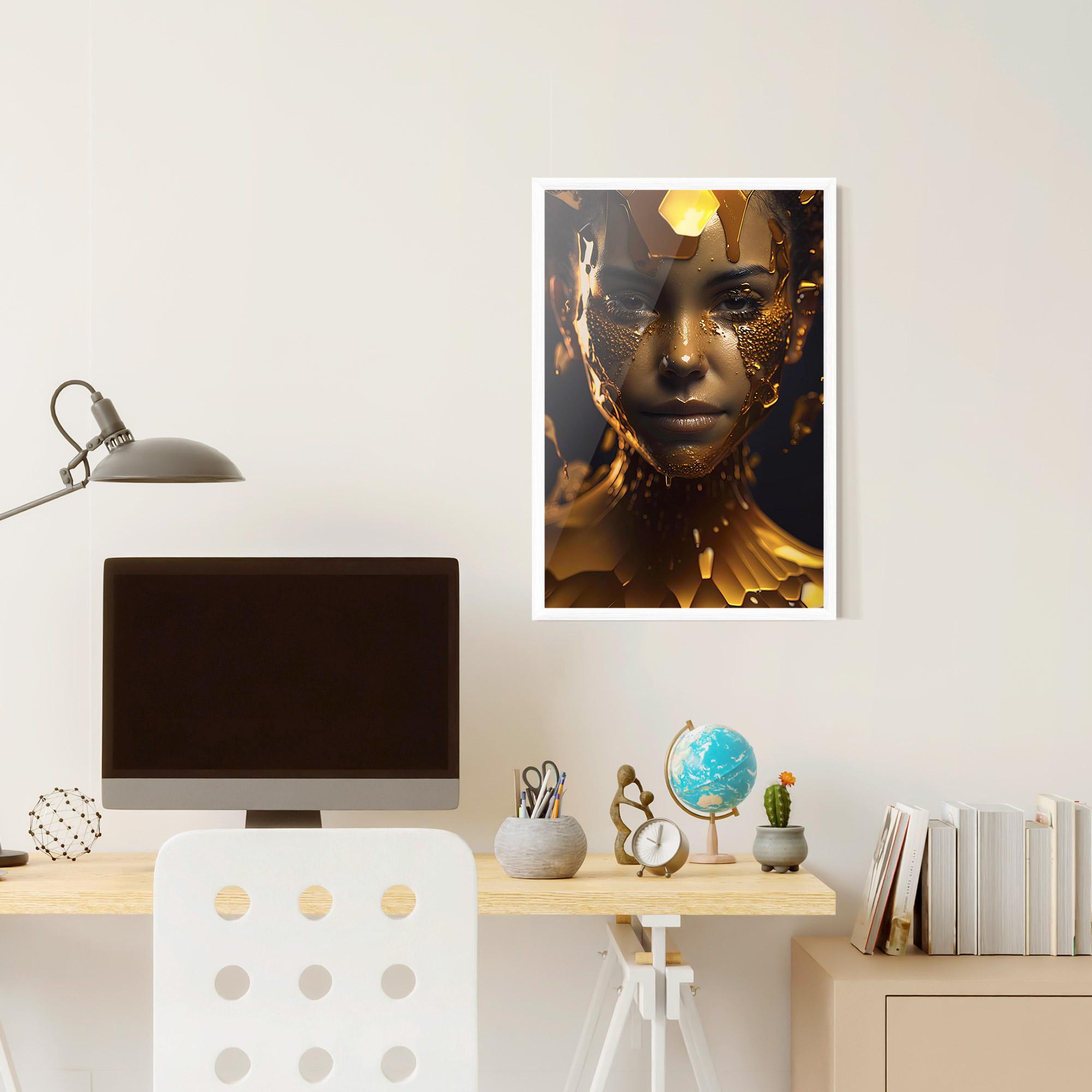 Gerahmte Poster Gold Honeycomb Girl mockup 6