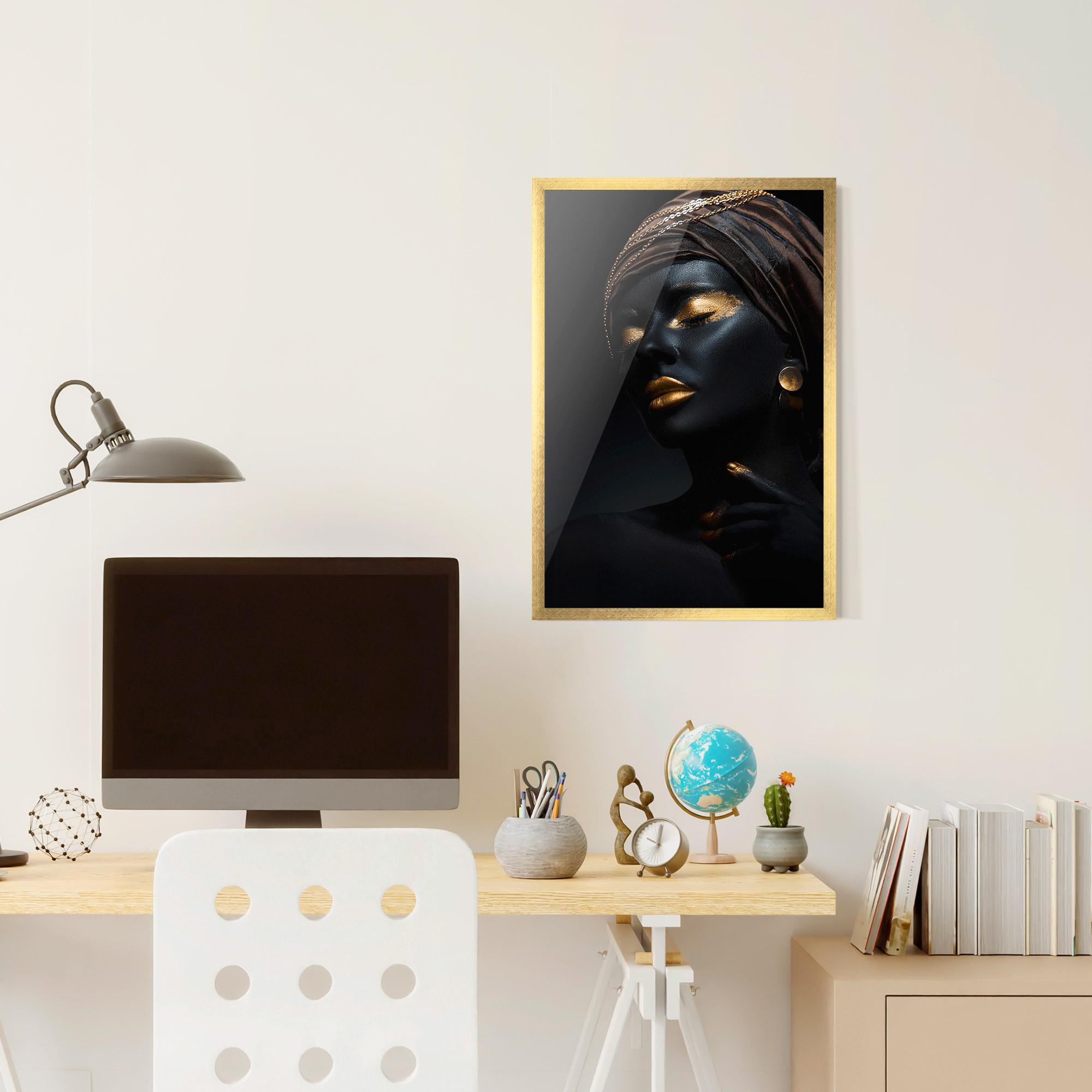 Gerahmte Poster Black Gold Skin mockup 6