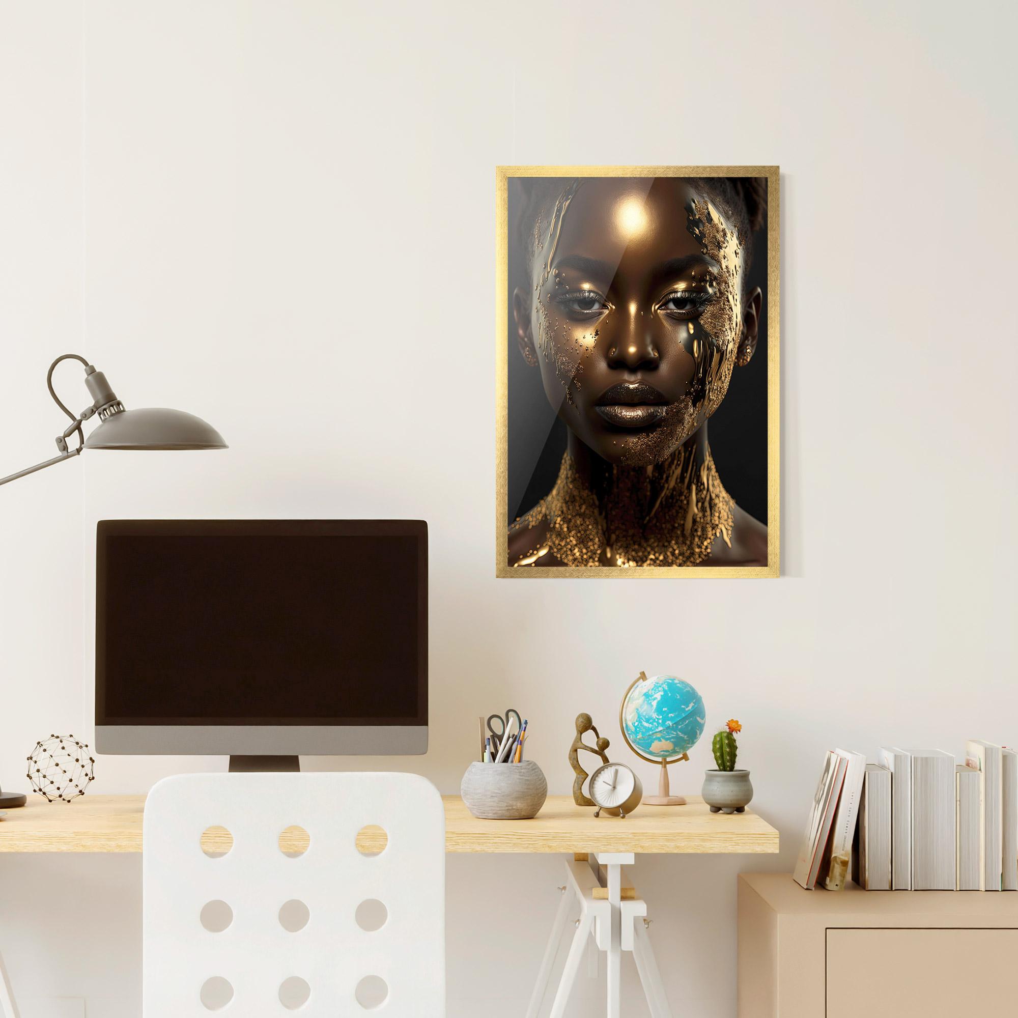 Gerahmte Poster Dripping Gold Woman mockup 6