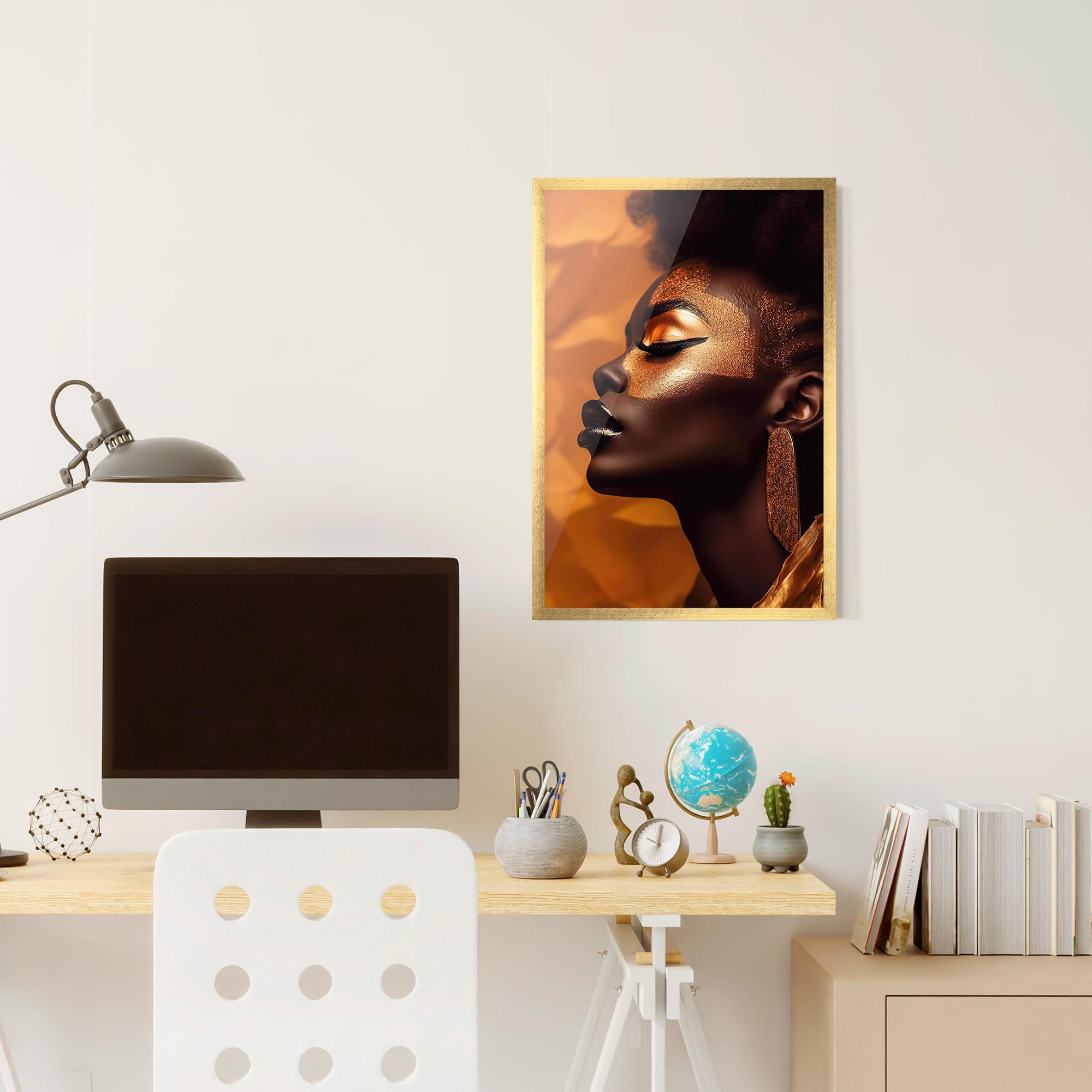 Gerahmte Poster Fashion Gold Portrait mockup 6