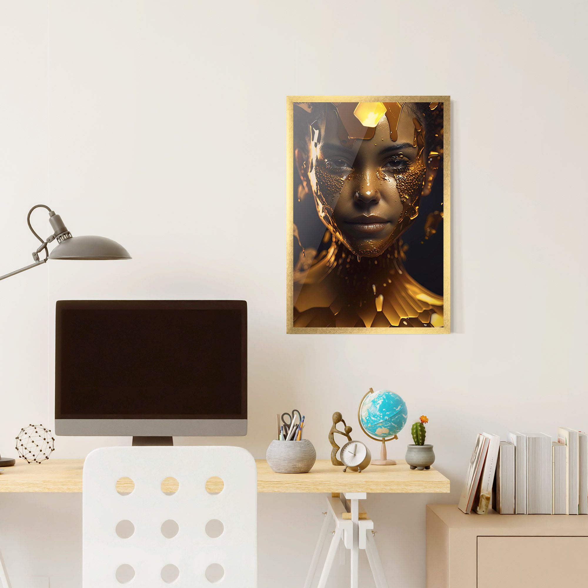 Gold Honeycomb Girl mockup 6