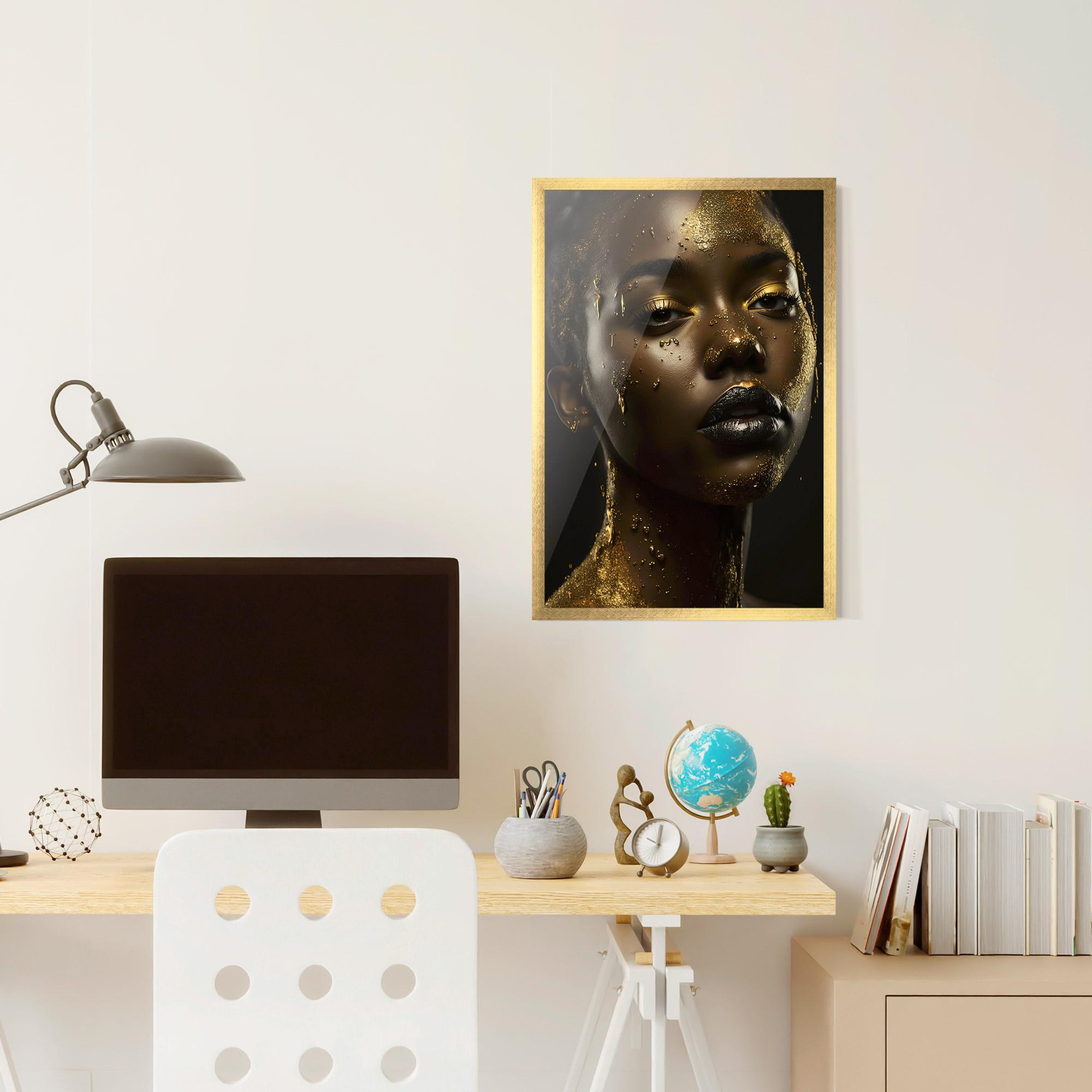 Gerahmte Poster Gold Sparkling Woman mockup 6