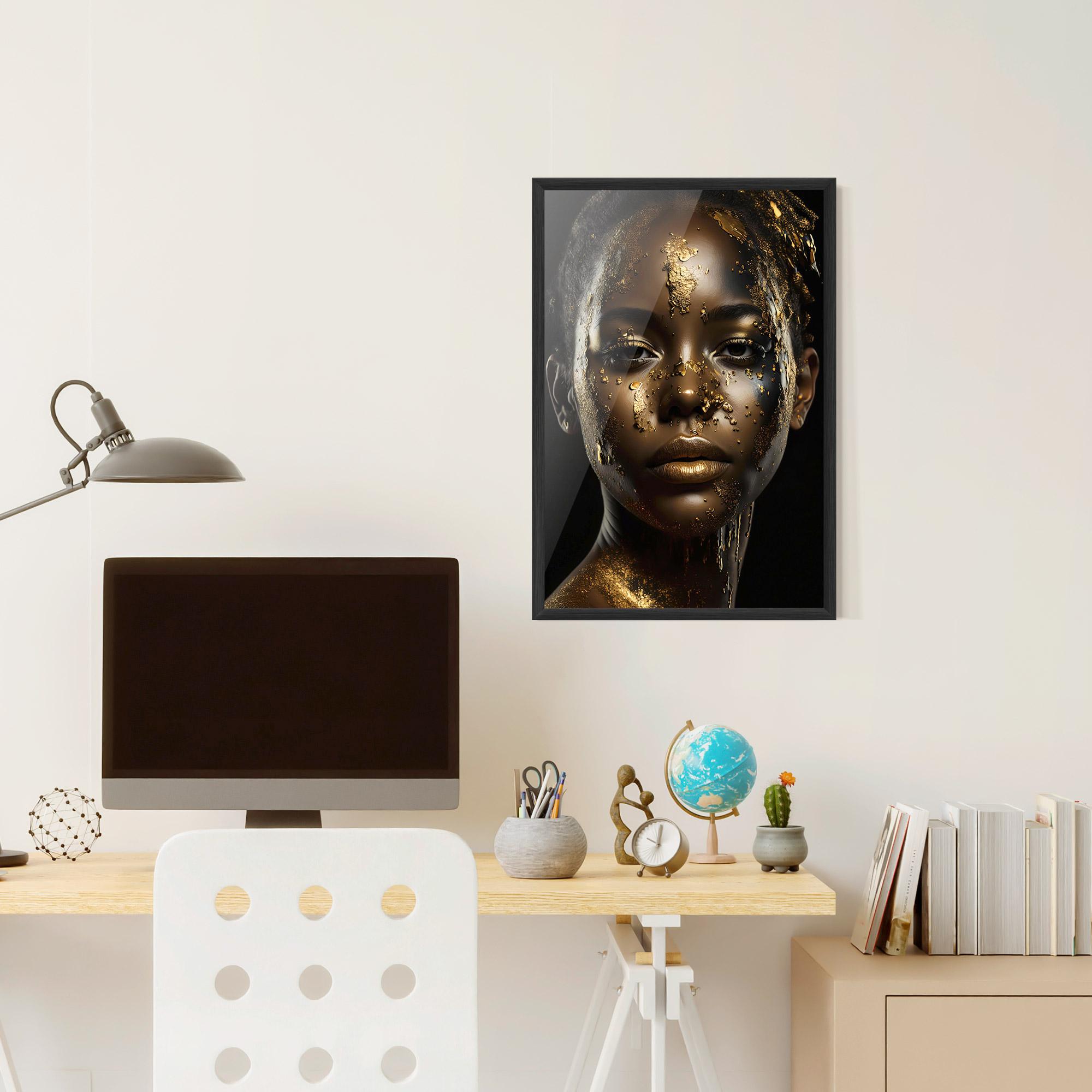 Gerahmte Poster Attractive Gold Woman mockup 6