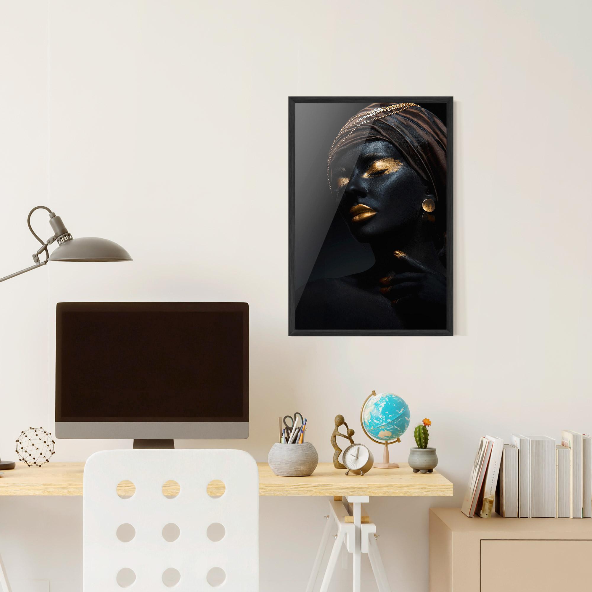 Gerahmte Poster Black Gold Skin mockup 6