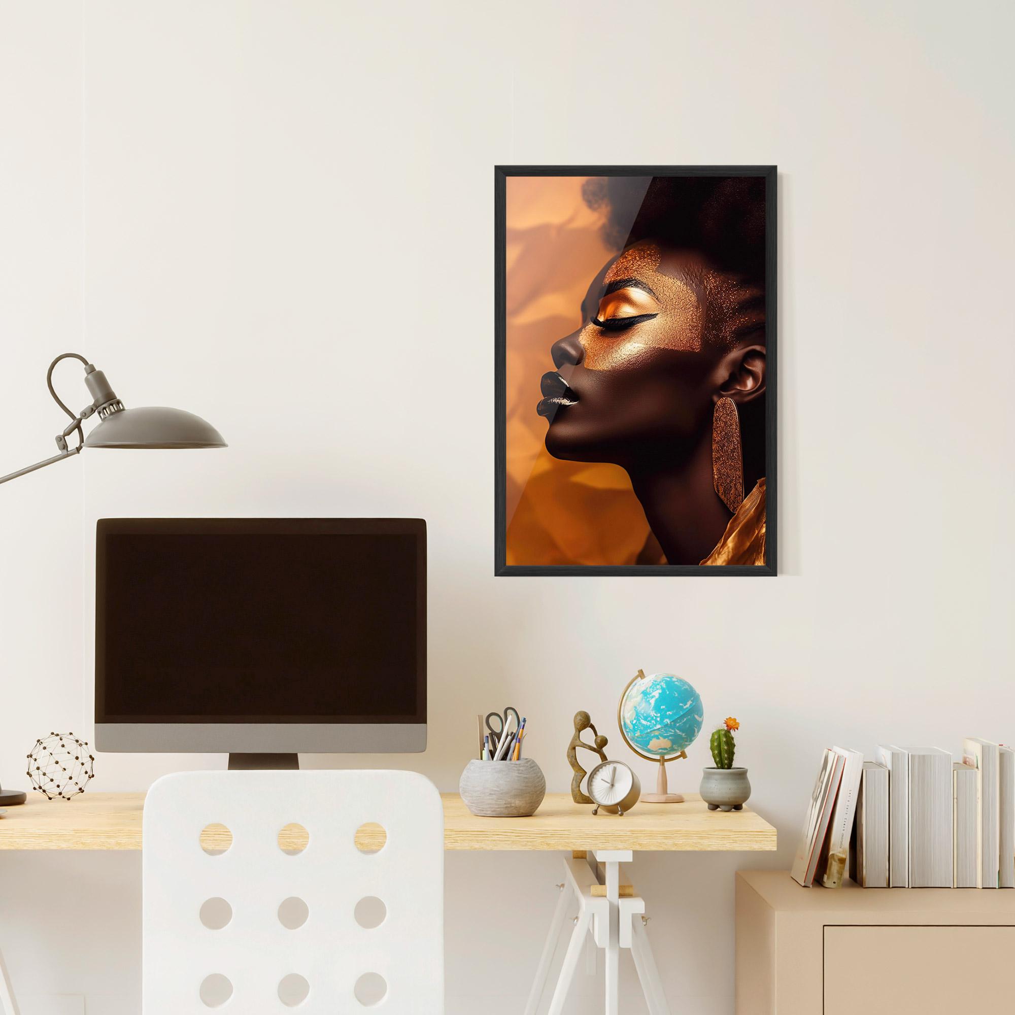 Gerahmte Poster Fashion Gold Portrait mockup 6