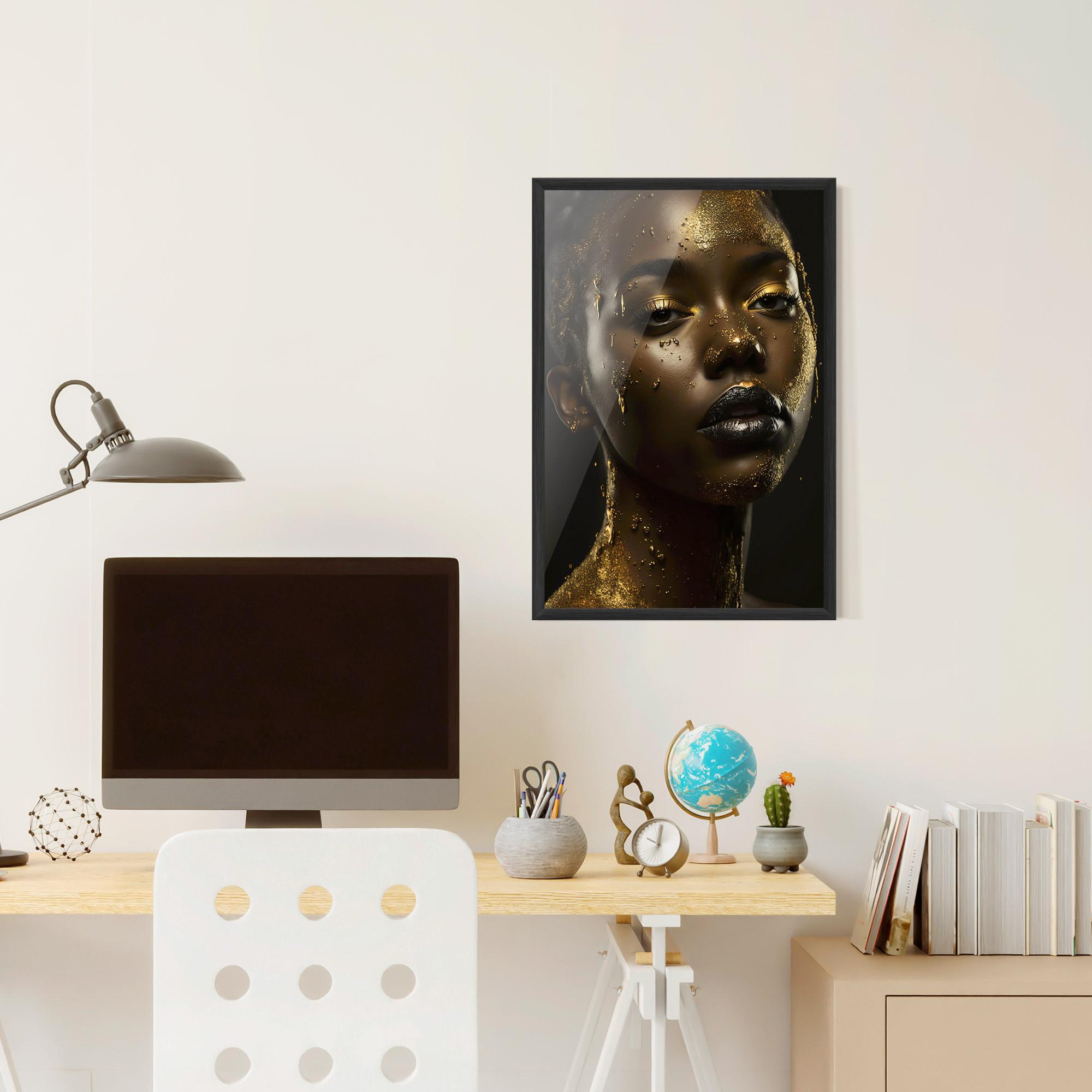 Gerahmte Poster Gold Sparkling Woman mockup 6