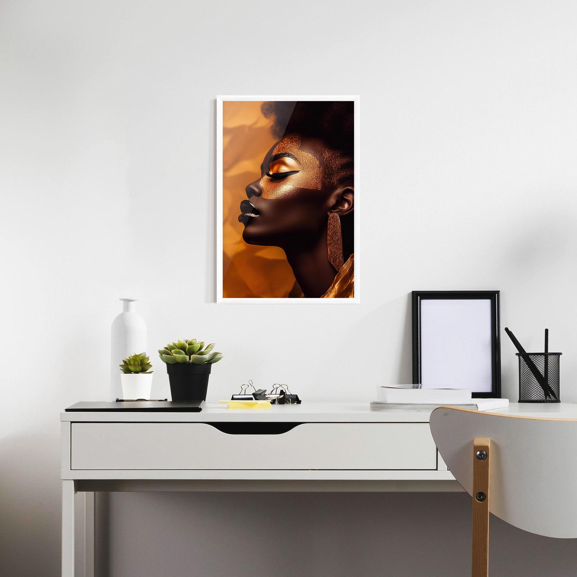 Gerahmte Poster Fashion Gold Portrait mockup 7