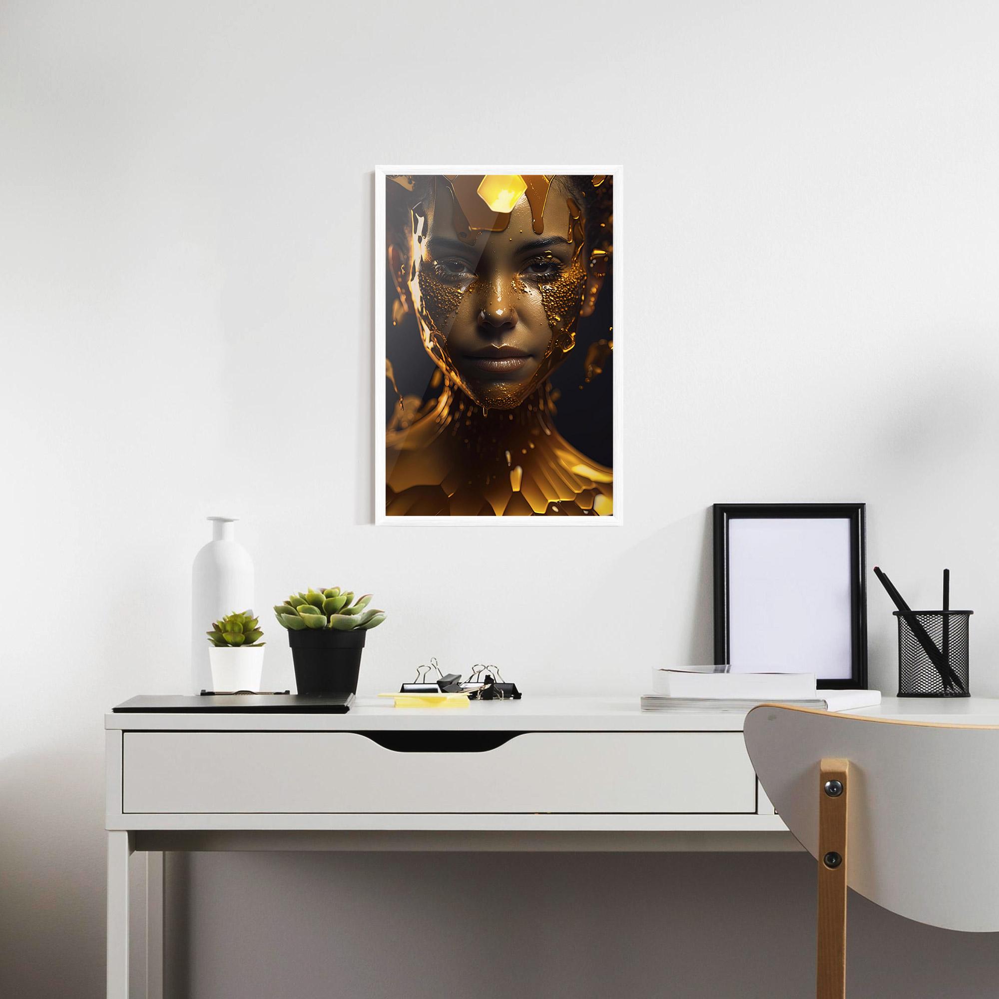 Gerahmte Poster Gold Honeycomb Girl mockup 7