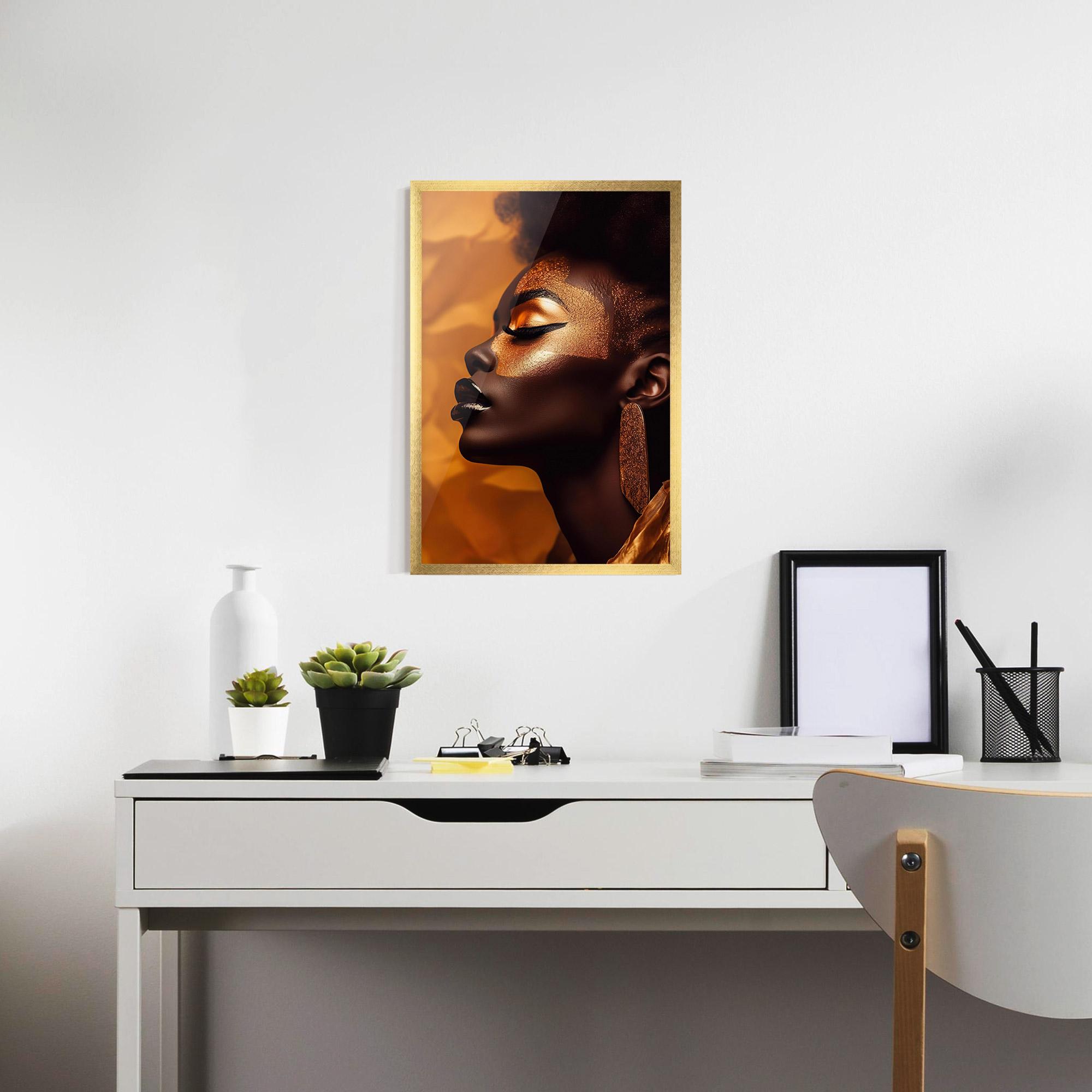 Gerahmte Poster Fashion Gold Portrait mockup 7