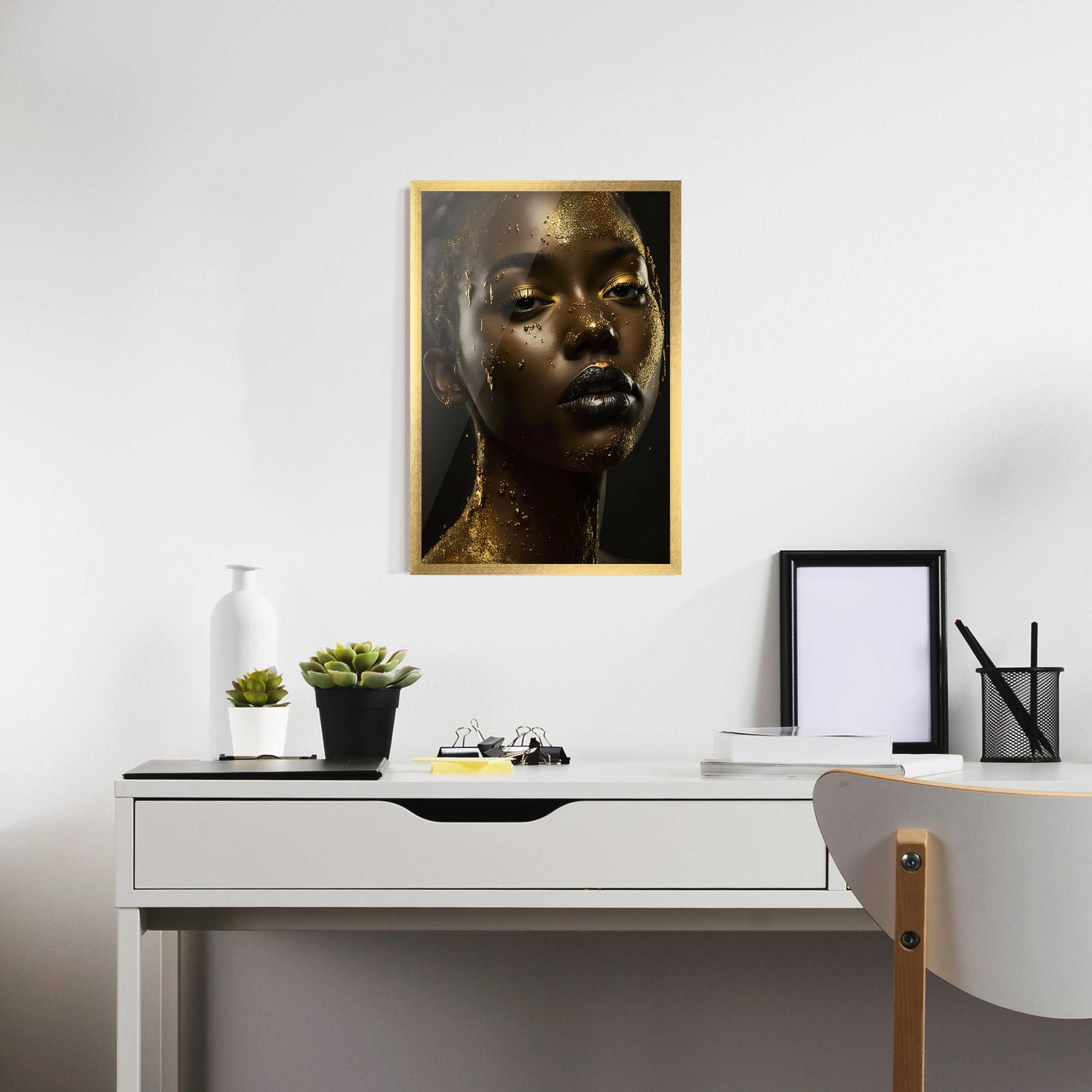 Gerahmte Poster Gold Sparkling Woman mockup 7