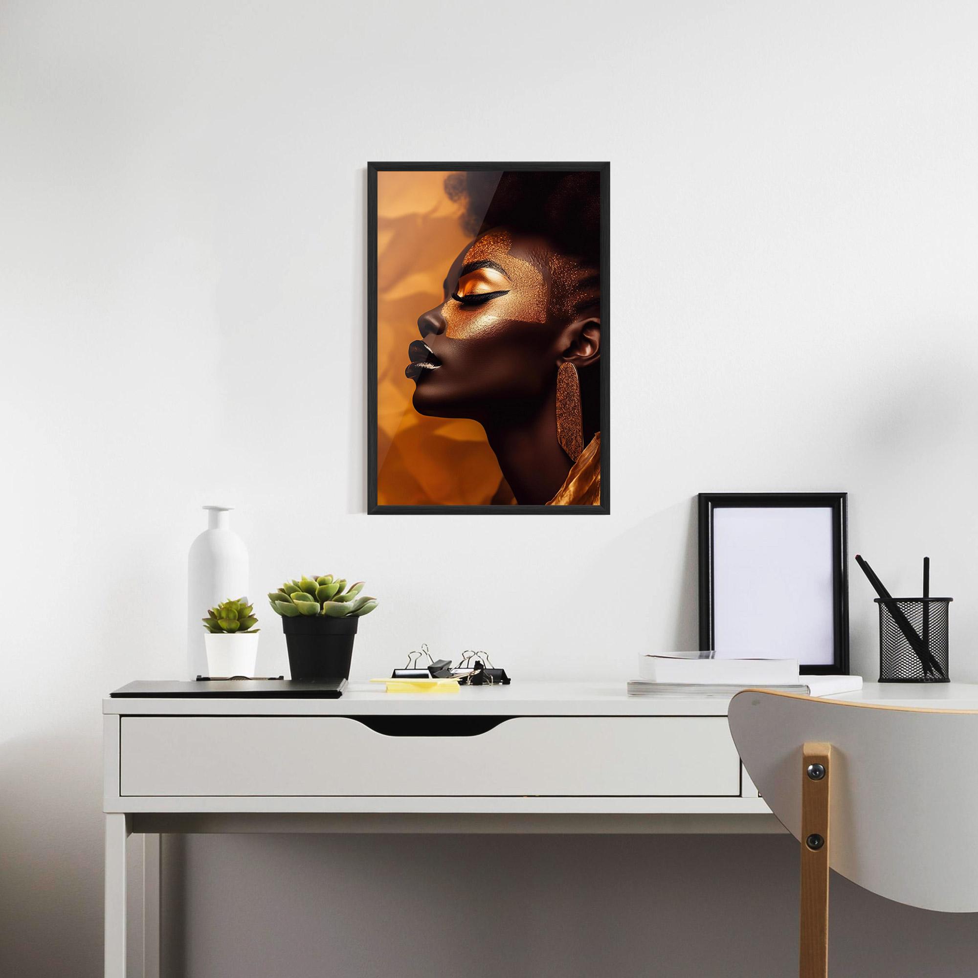 Gerahmte Poster Fashion Gold Portrait mockup 7