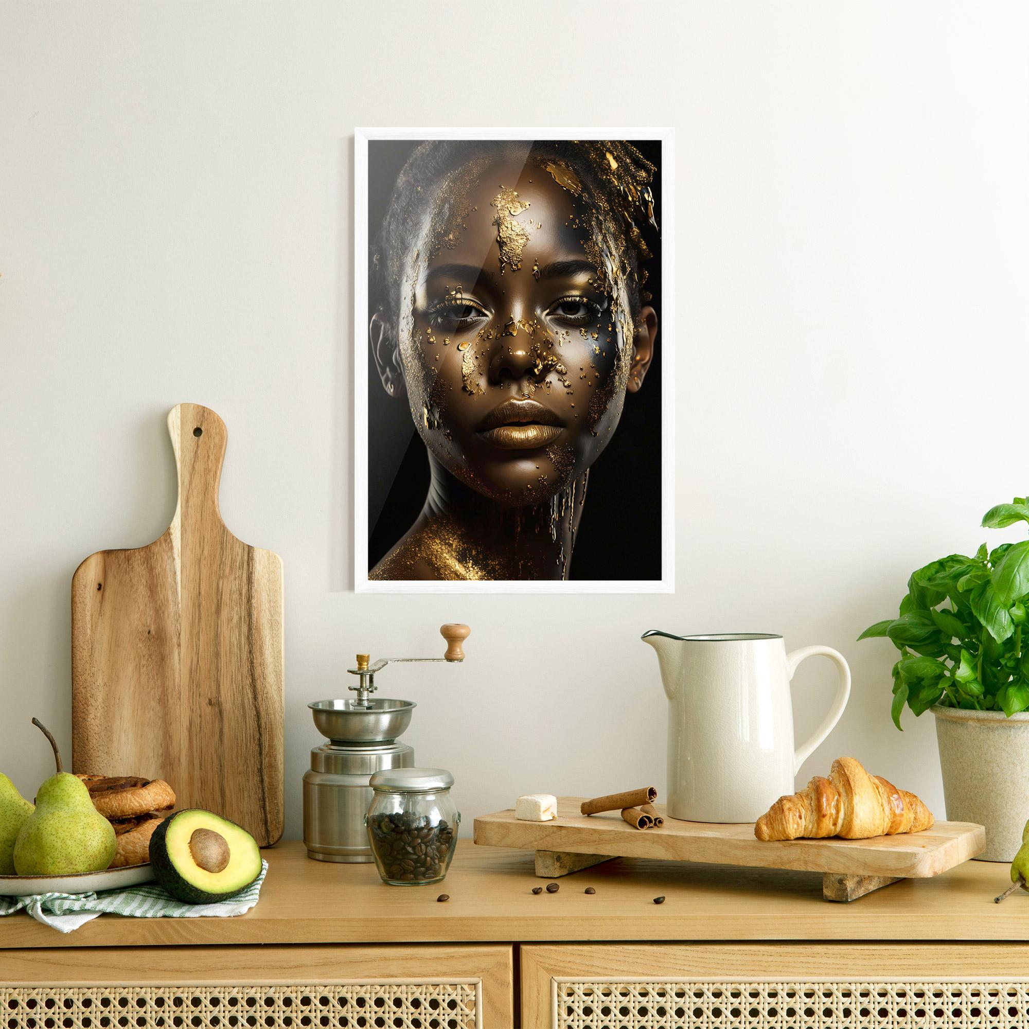 Gerahmte Poster Attractive Gold Woman mockup 8