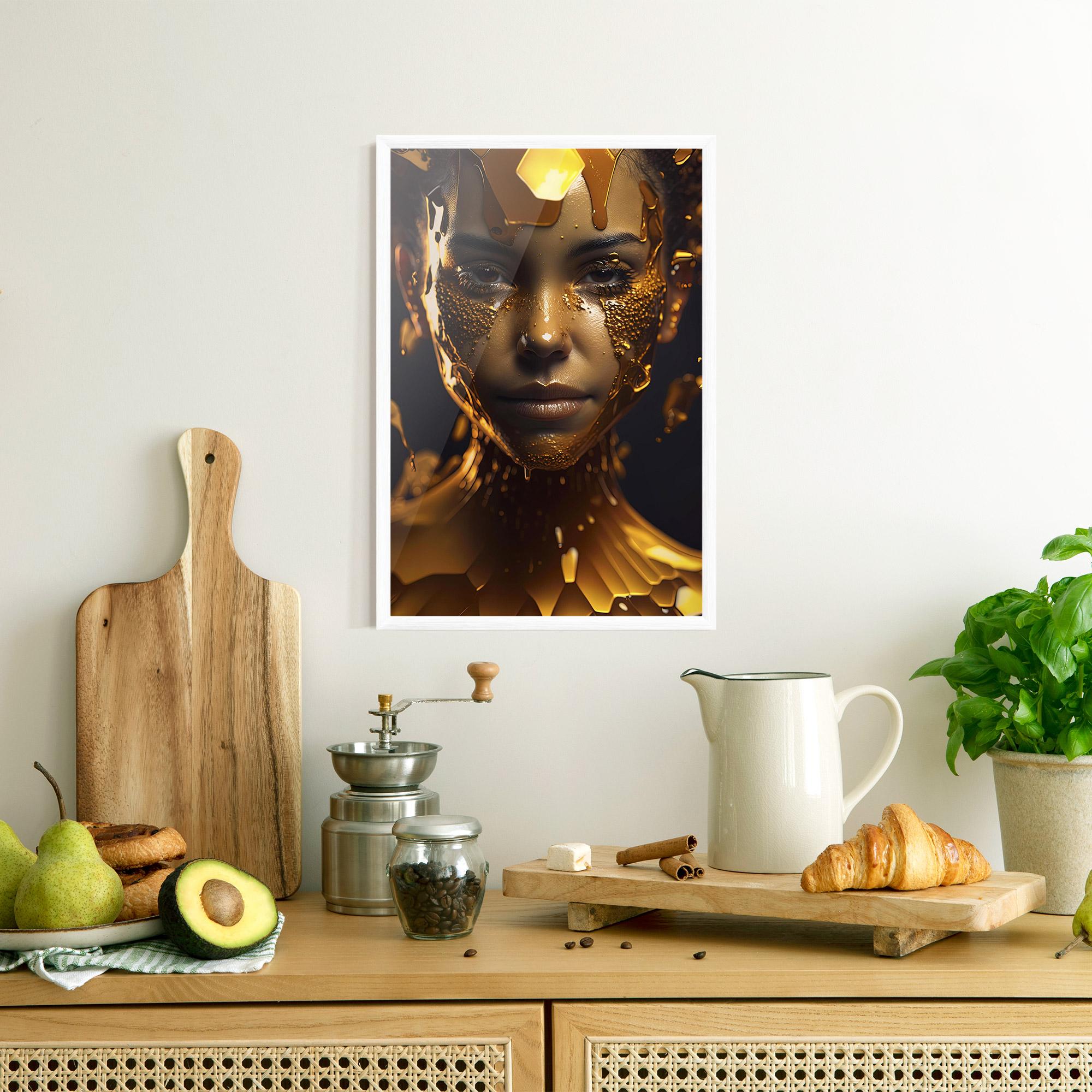 Gerahmte Poster Gold Honeycomb Girl mockup 8